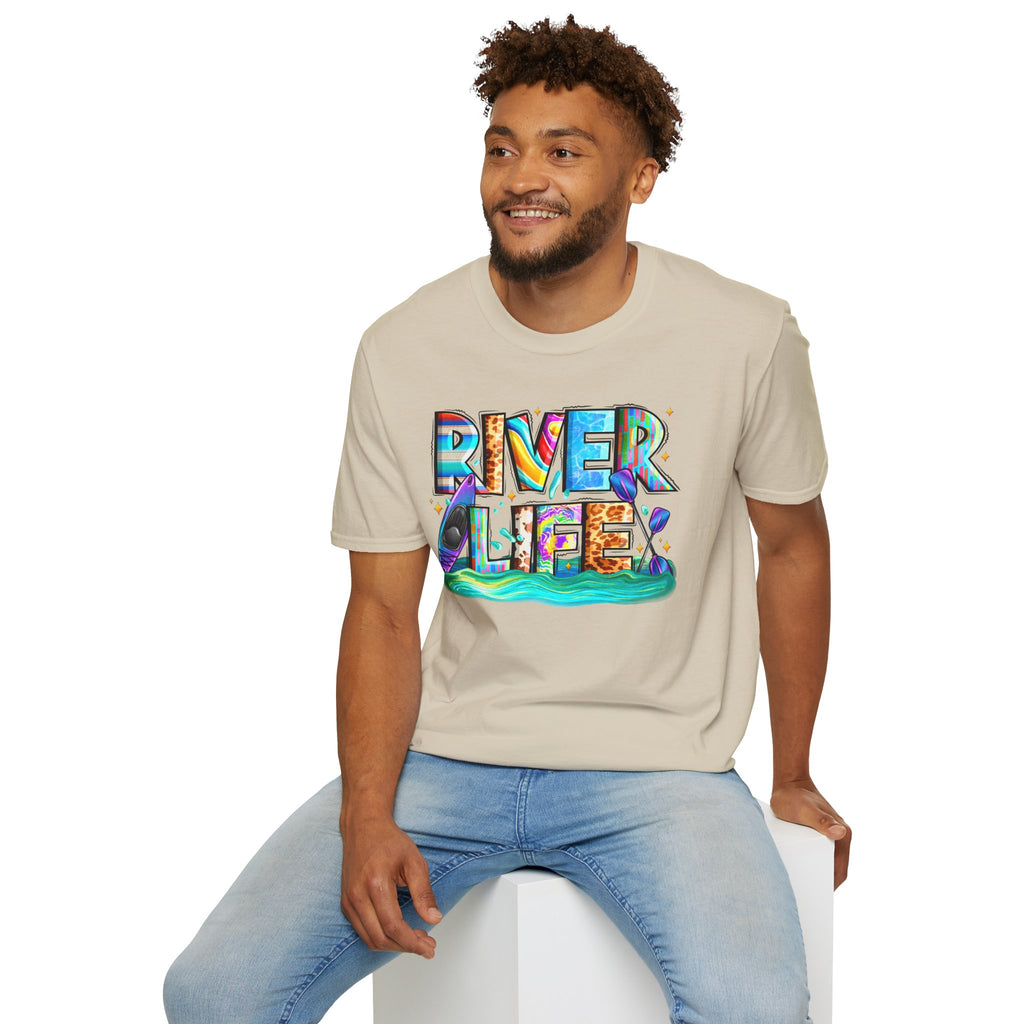 River Life T-Shirt | Colorful Fishing Scenic Graphic