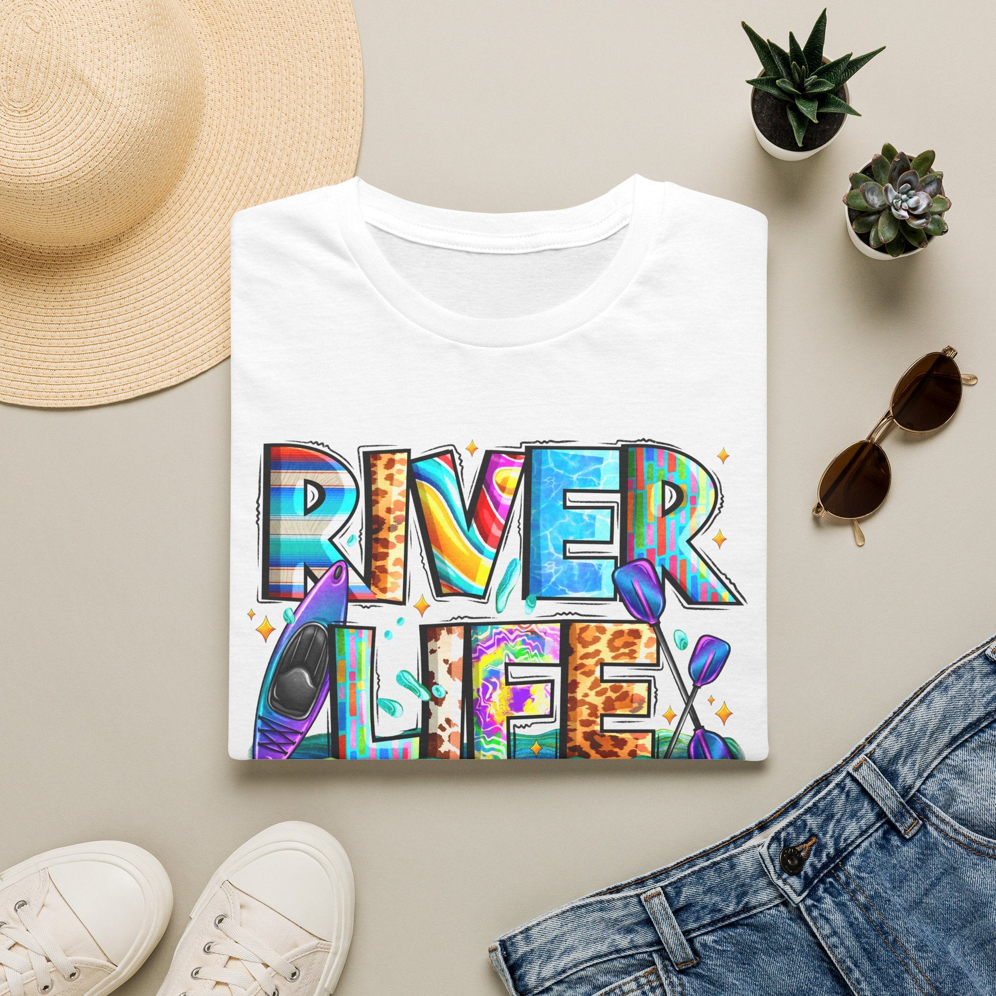 River Life T-Shirt | Colorful Fishing Scenic Graphic