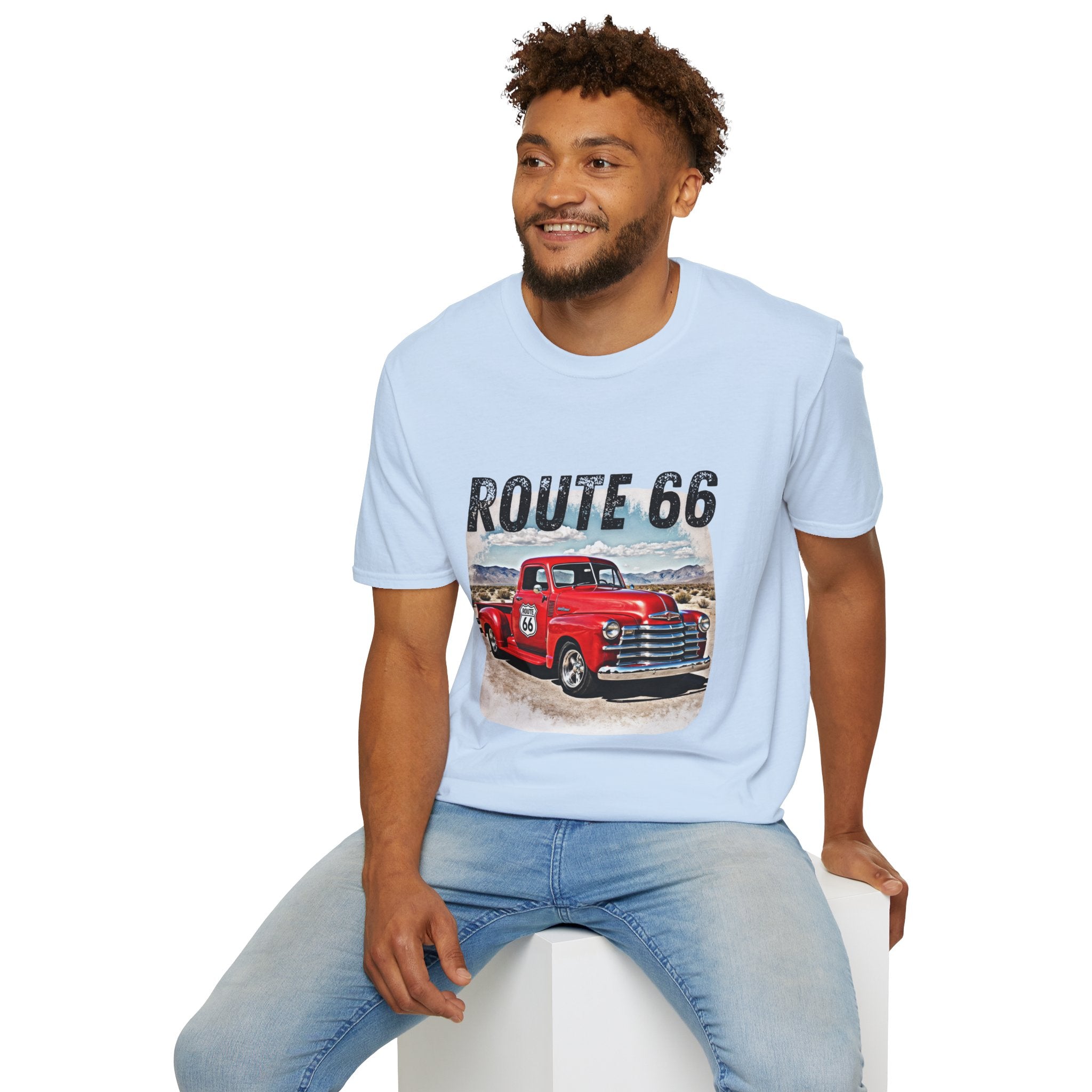 Route 66 Red Vintage Truck T-Shirt | Retro Highway Graphic