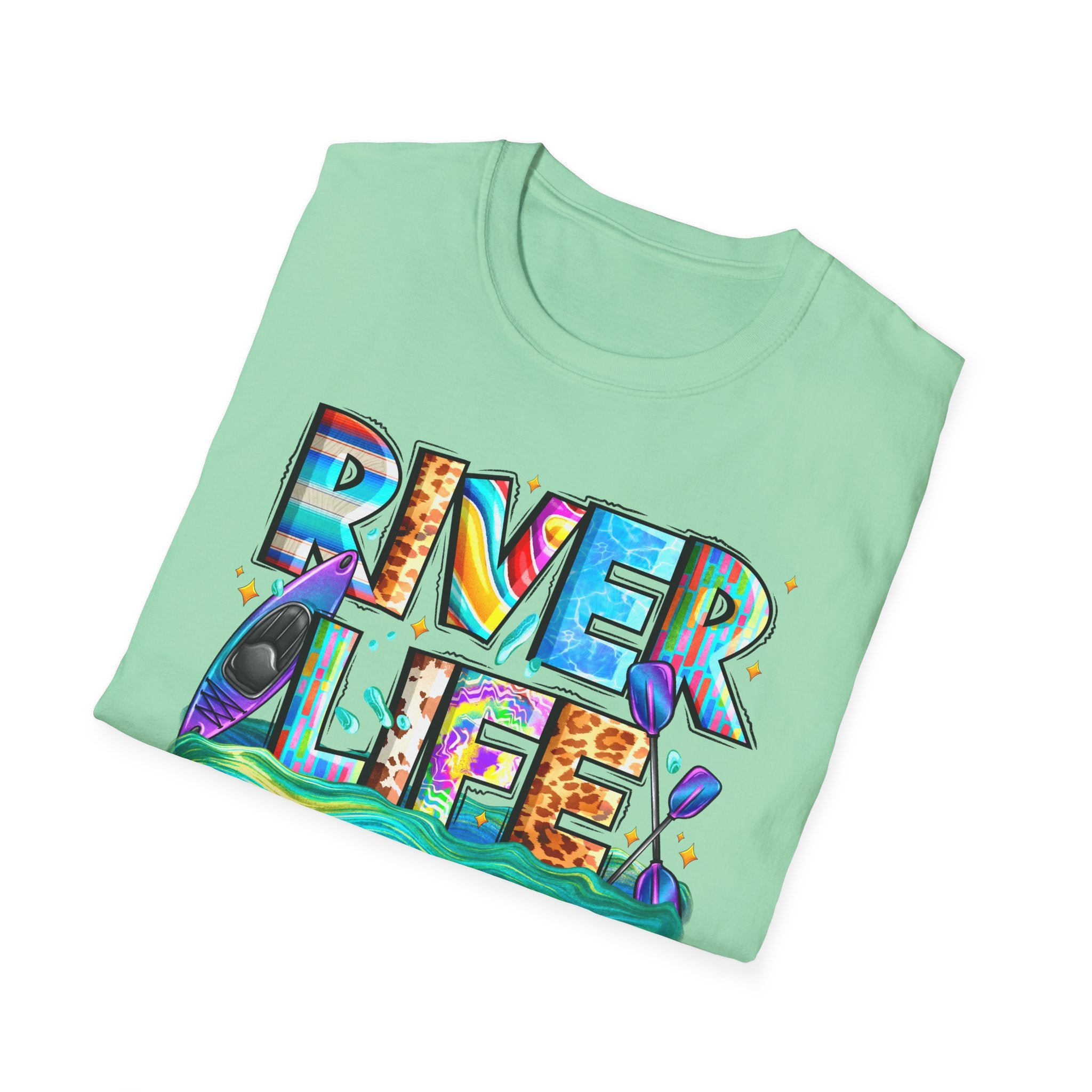 River Life T-Shirt | Colorful Fishing Scenic Graphic