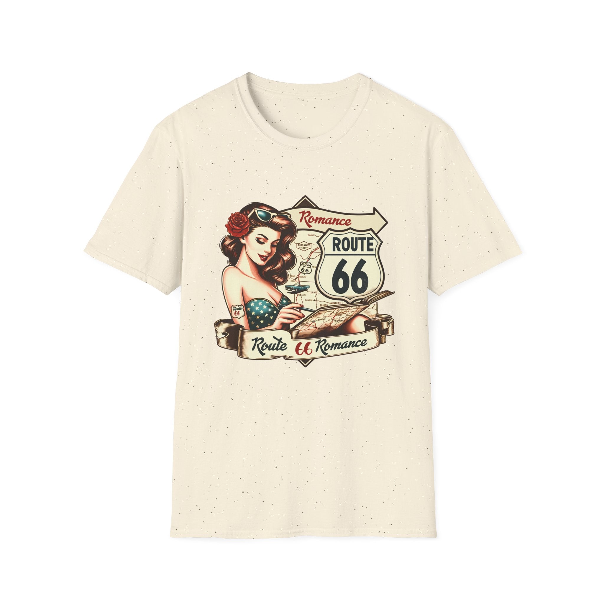 Pinup Girl Route 66 T-Shirt | Vintage Roadtrip Retro Sign