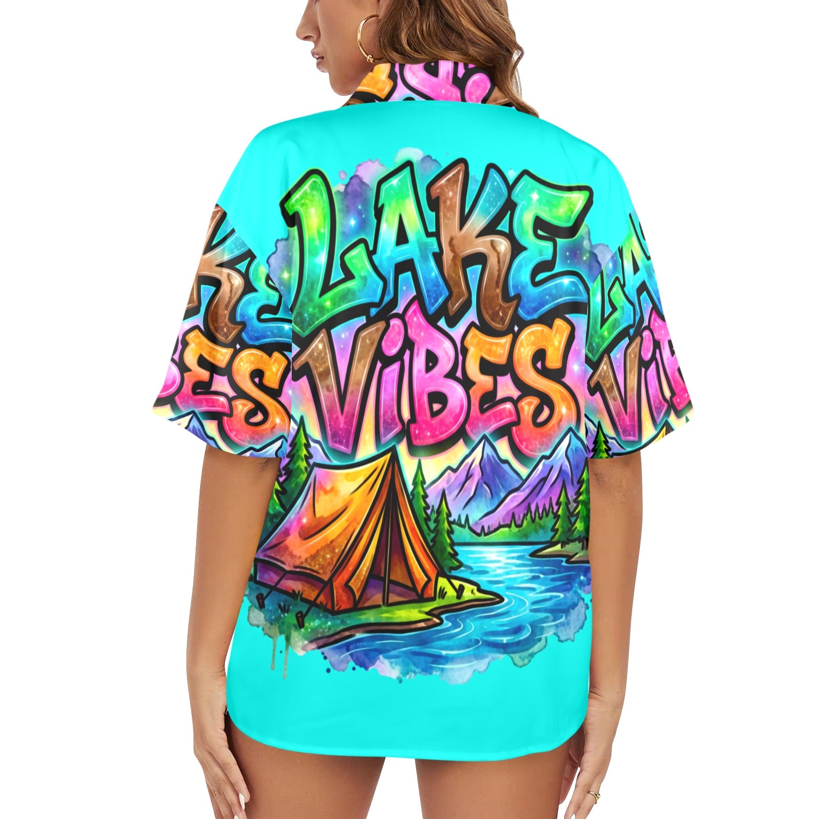 Lake Vibes Arizona Women's All Over Print Hawaiian Shirt （Made in USA Ships to USA Only）