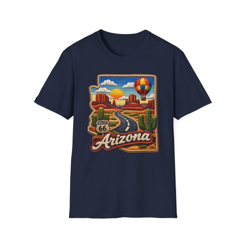 Arizona Route 66 Desert Road T-Shirt | Hot Air Balloon Southwestern Scene