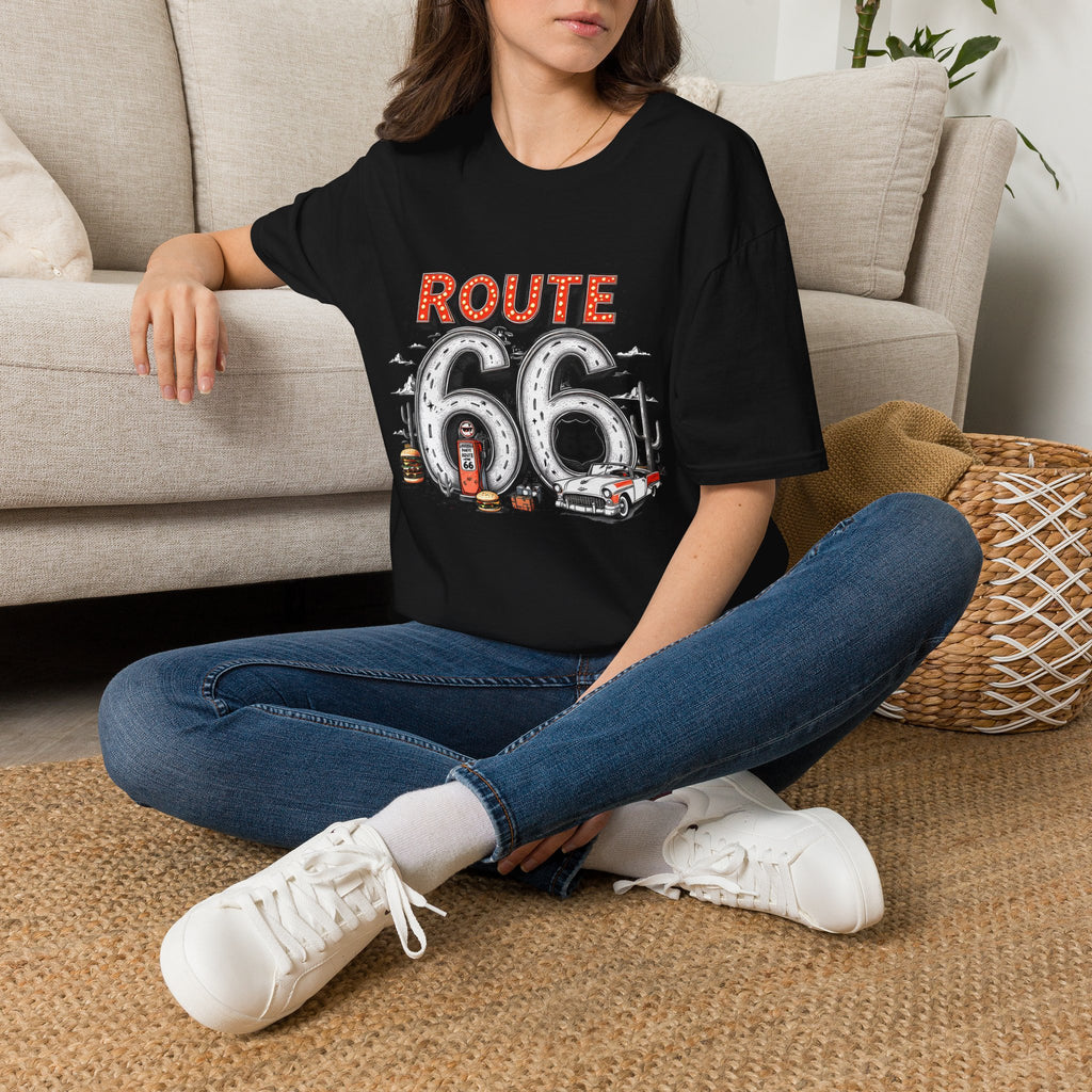 Route 66 Vintage Roadtrip T-Shirt | Classic Highway Car Signage