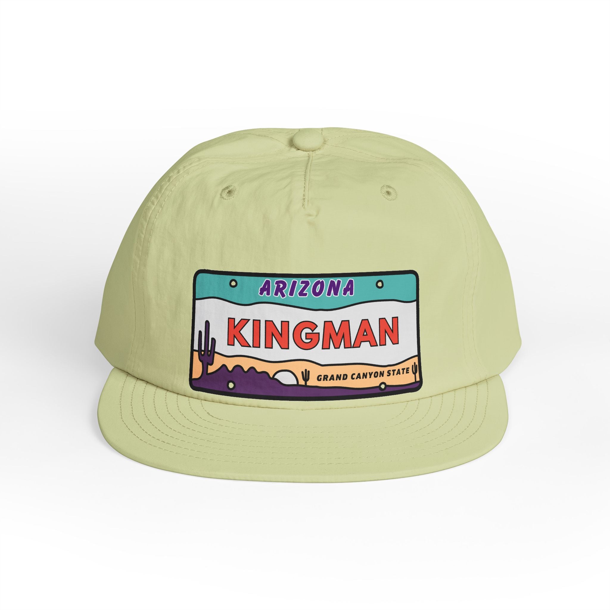 Surf Cap, Beach Hat, Summer Headwear, Kingman Arizona License Plate Dessert Cap for Water Sports