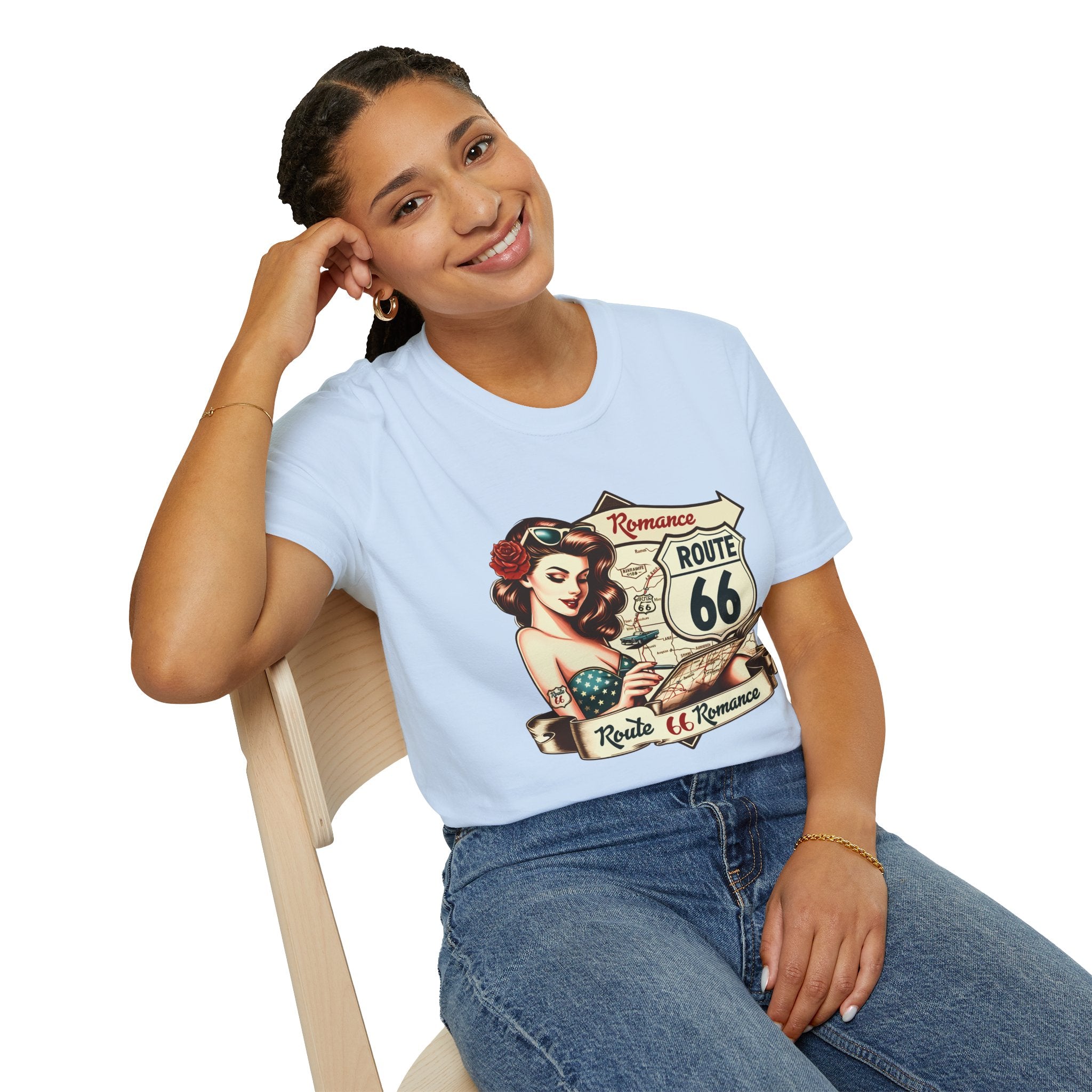 Pinup Girl Route 66 T-Shirt | Vintage Roadtrip Retro Sign