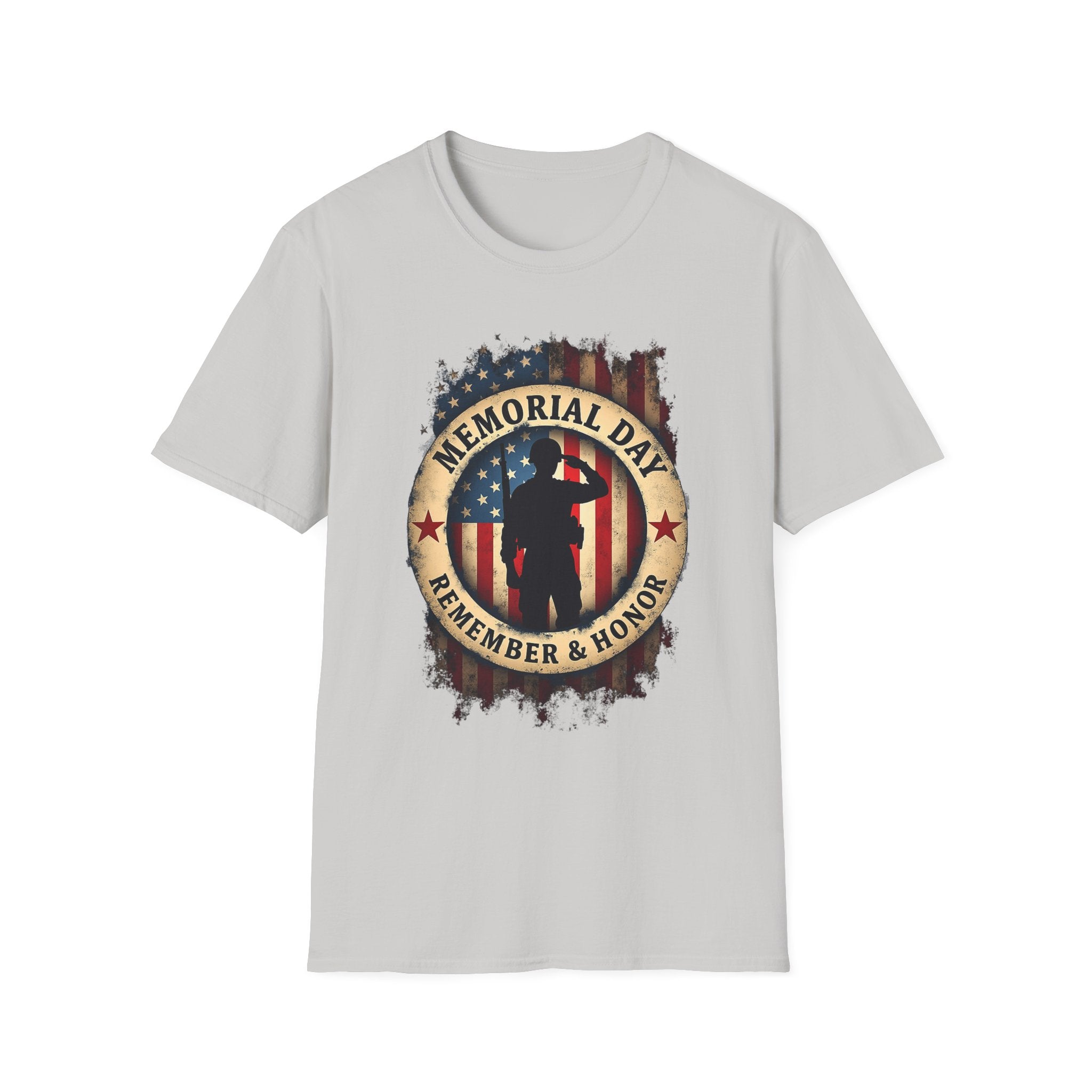 Memorial Day Remember & Honor T-Shirt | Soldier Silhouette American Flag