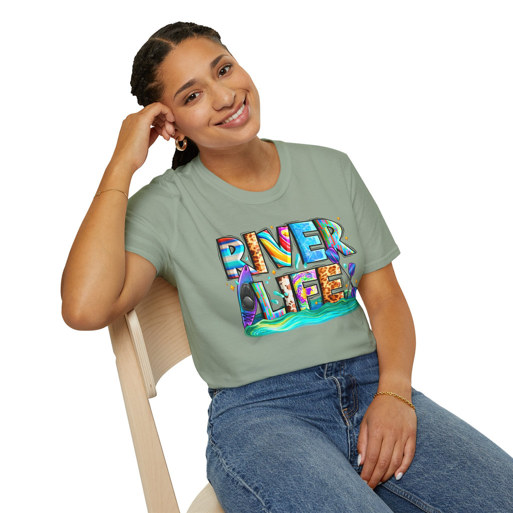 River Life T-Shirt | Colorful Fishing Scenic Graphic