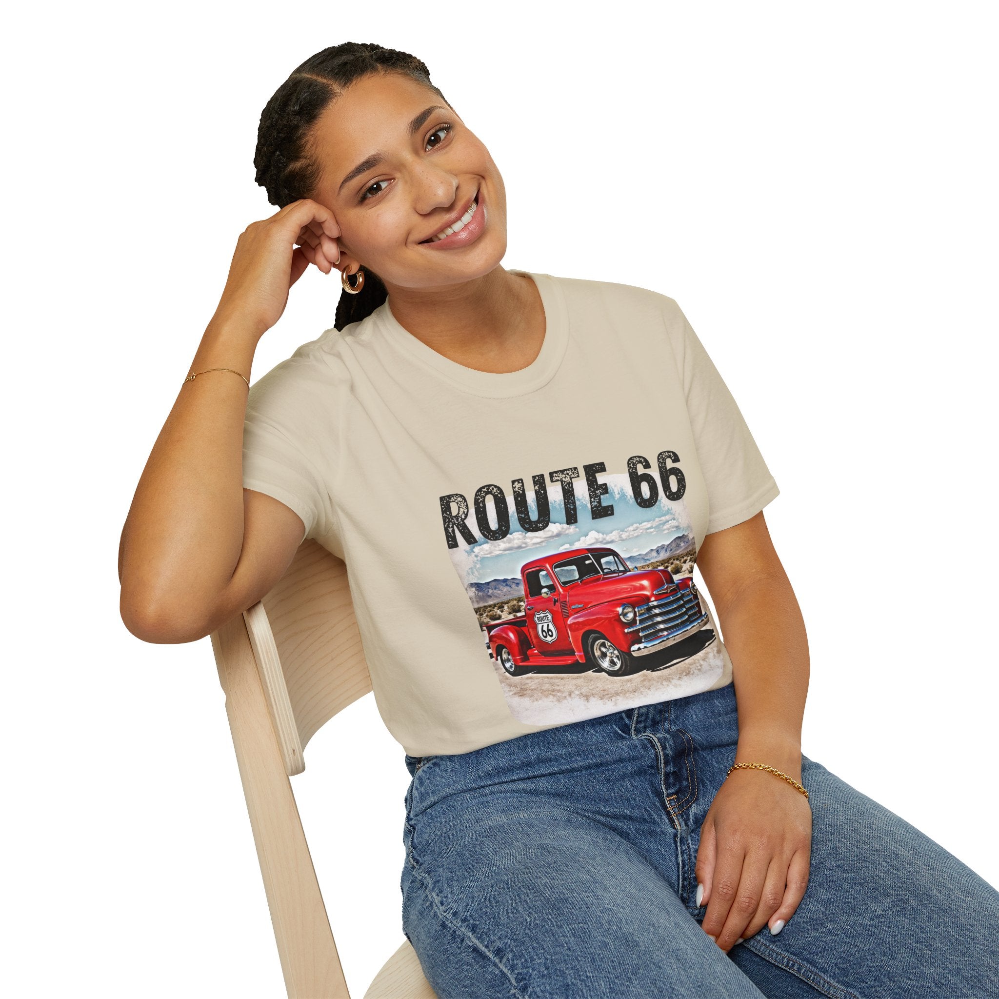Route 66 Red Vintage Truck T-Shirt | Retro Highway Graphic