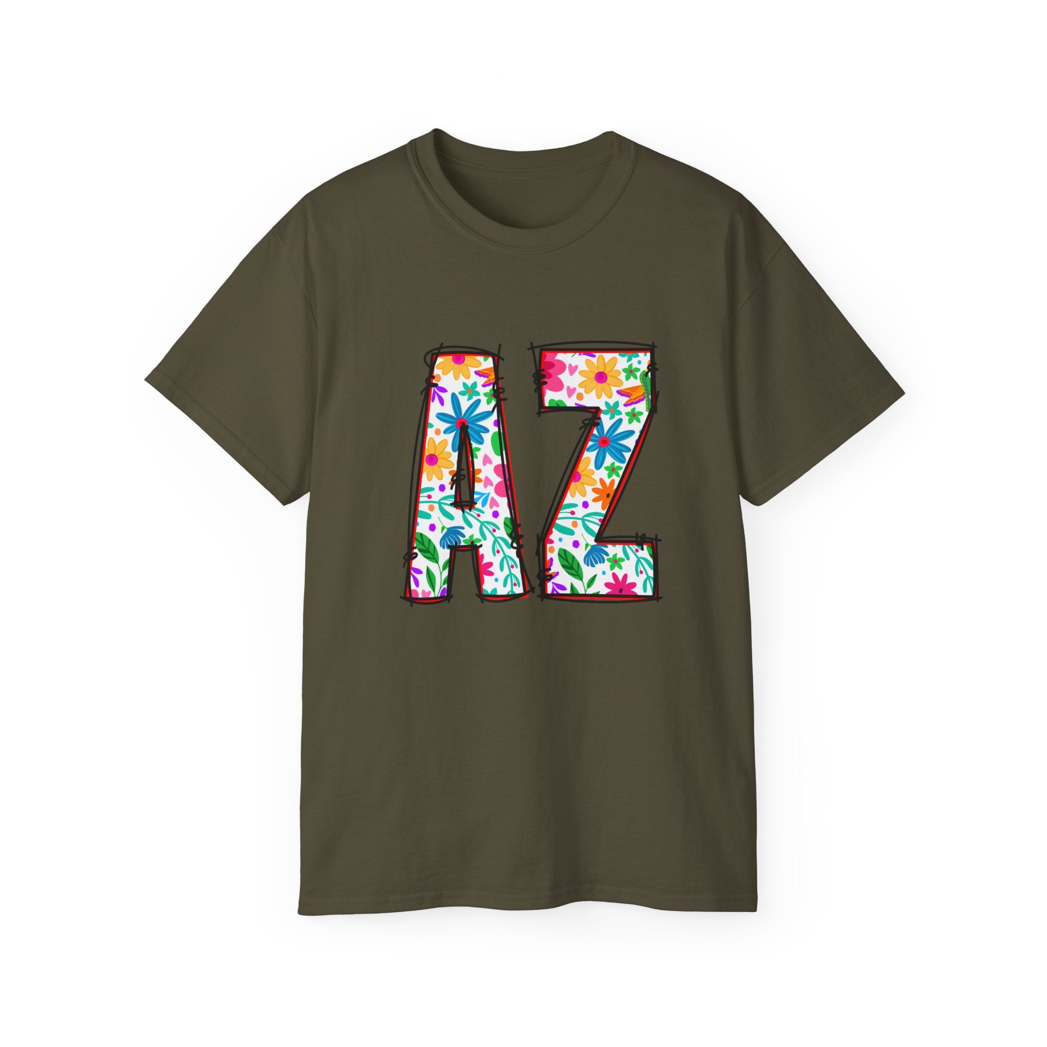 Floral AZ Tee - Mens and Womans Unisex Ultra Cotton Shirt, Perfect for AZ Pride, Summer Festivals, Casual Wear, Gifts for Him/Her