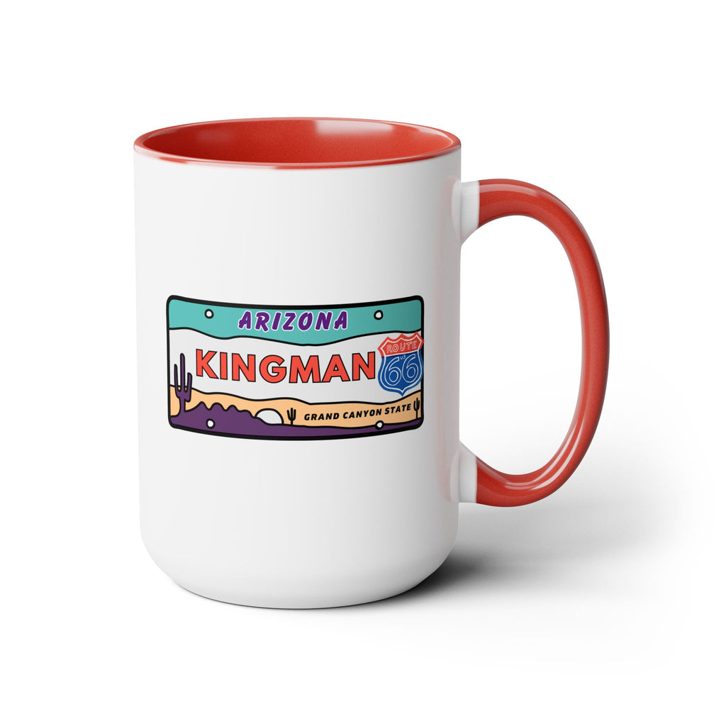 Kingman Arizona Route 66 Two-Tone Coffee Mugs, 15oz