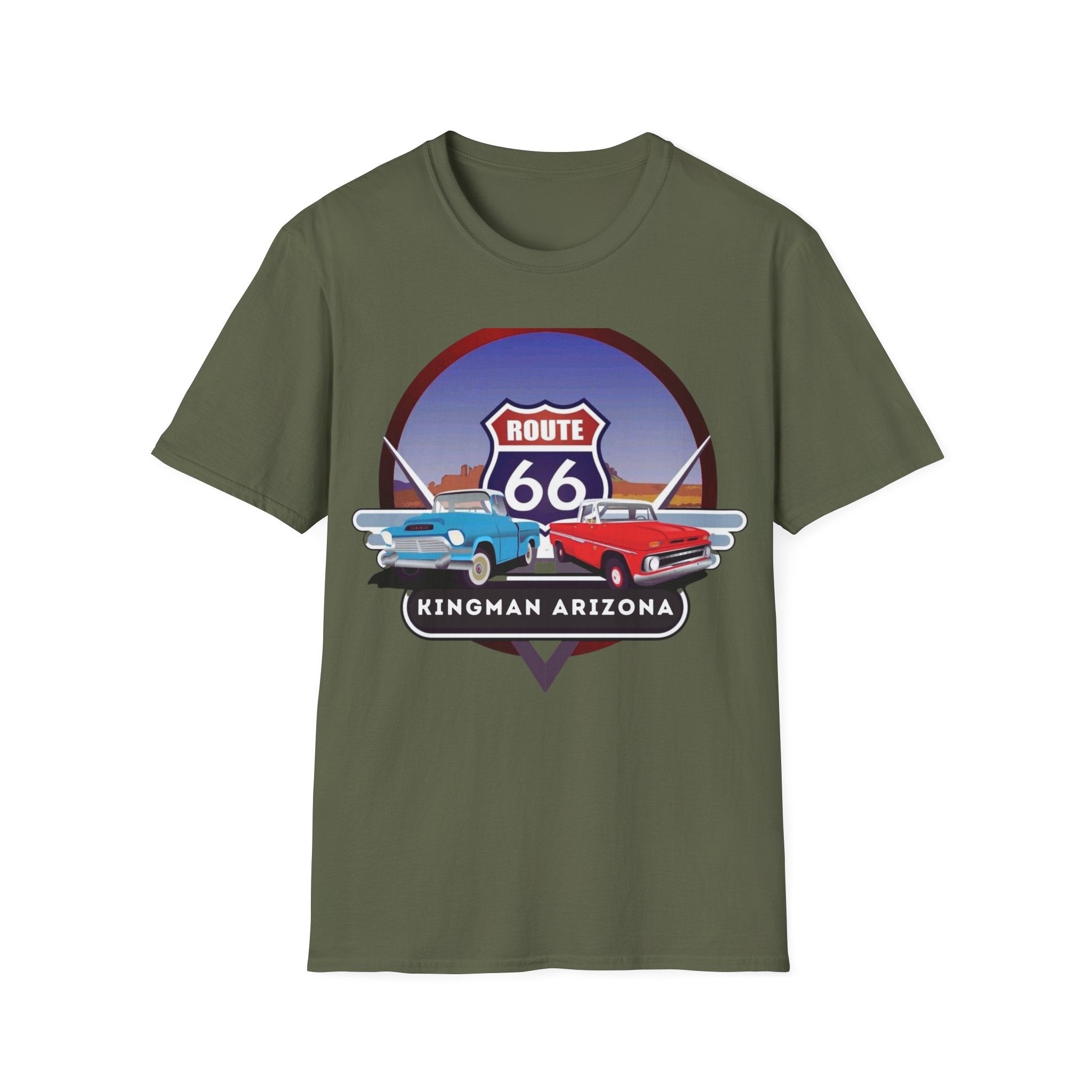 Route 66 Kingman Arizona Softstyle T-Shirt, Vintage Tee, Retro Shirt, Unisex Top, Gift for Travelers