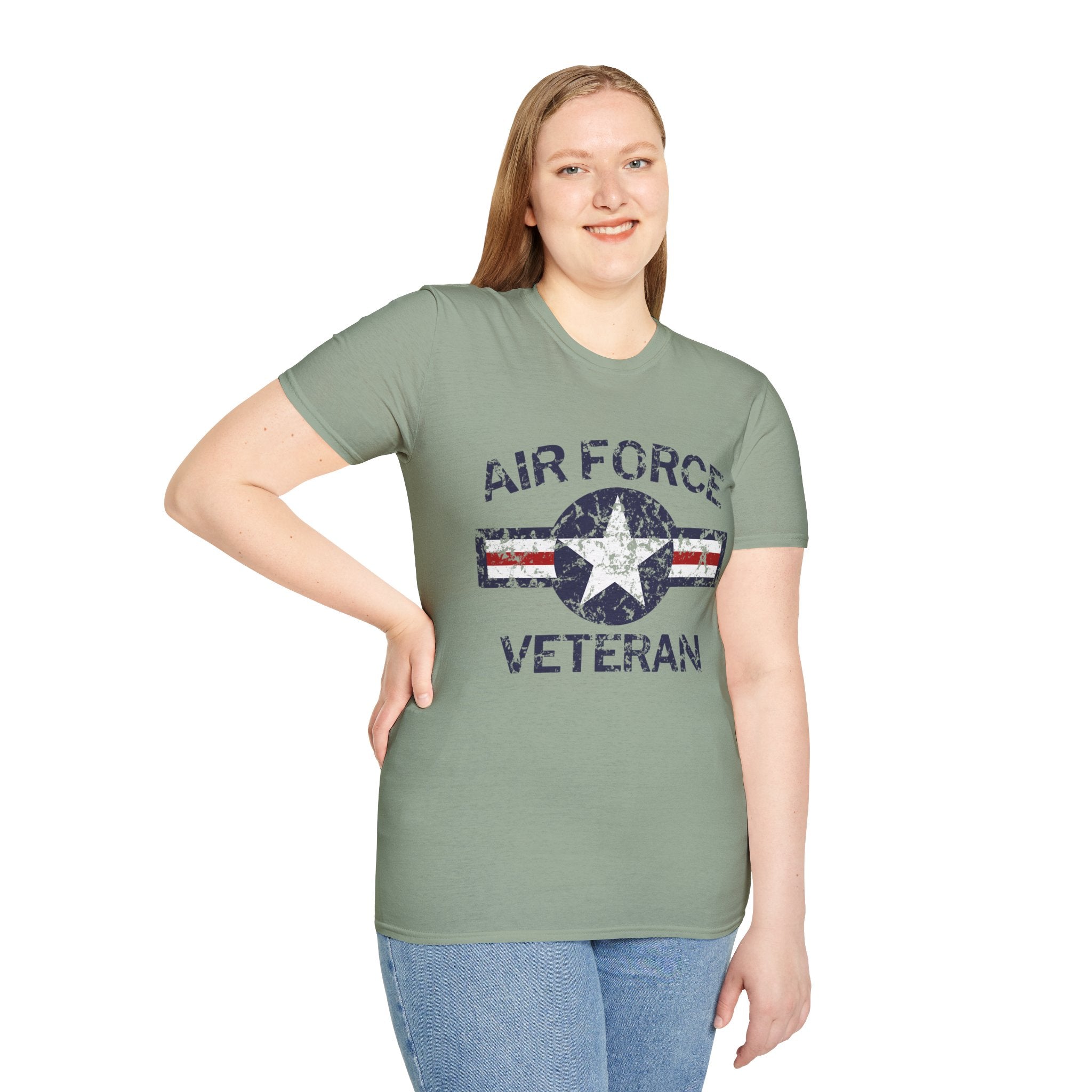 Air Force Veteran Distressed Logo T-Shirt | Military Star Stripe Tee
