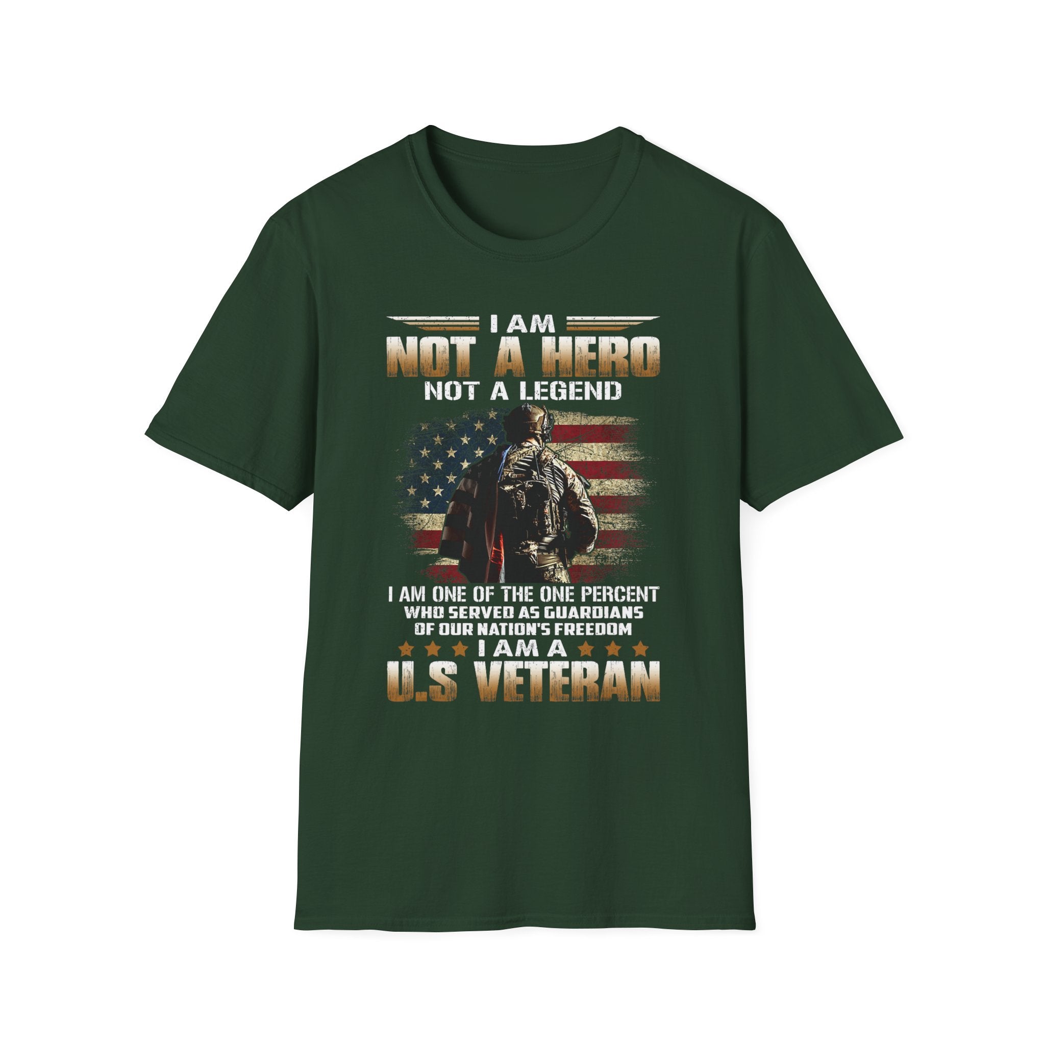 I Am Not a Hero I Am a U.S. Veteran T-Shirt | American Flag Soldier Tee
