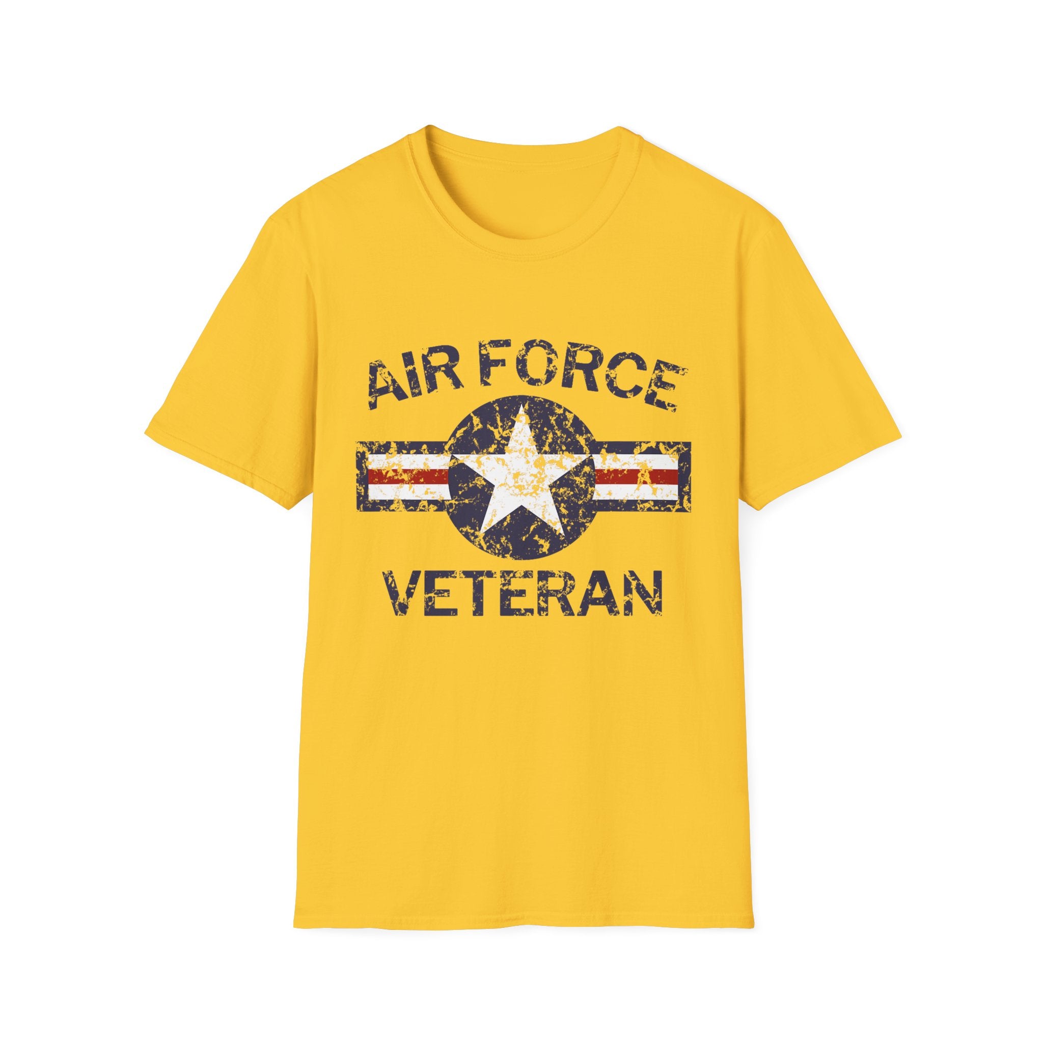 Air Force Veteran Distressed Logo T-Shirt | Military Star Stripe Tee