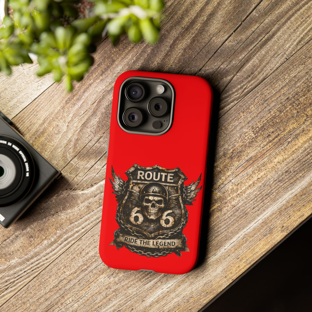 Route 66 Skull Helmet phone case | Motorcycle emblem, Ride the Legend
