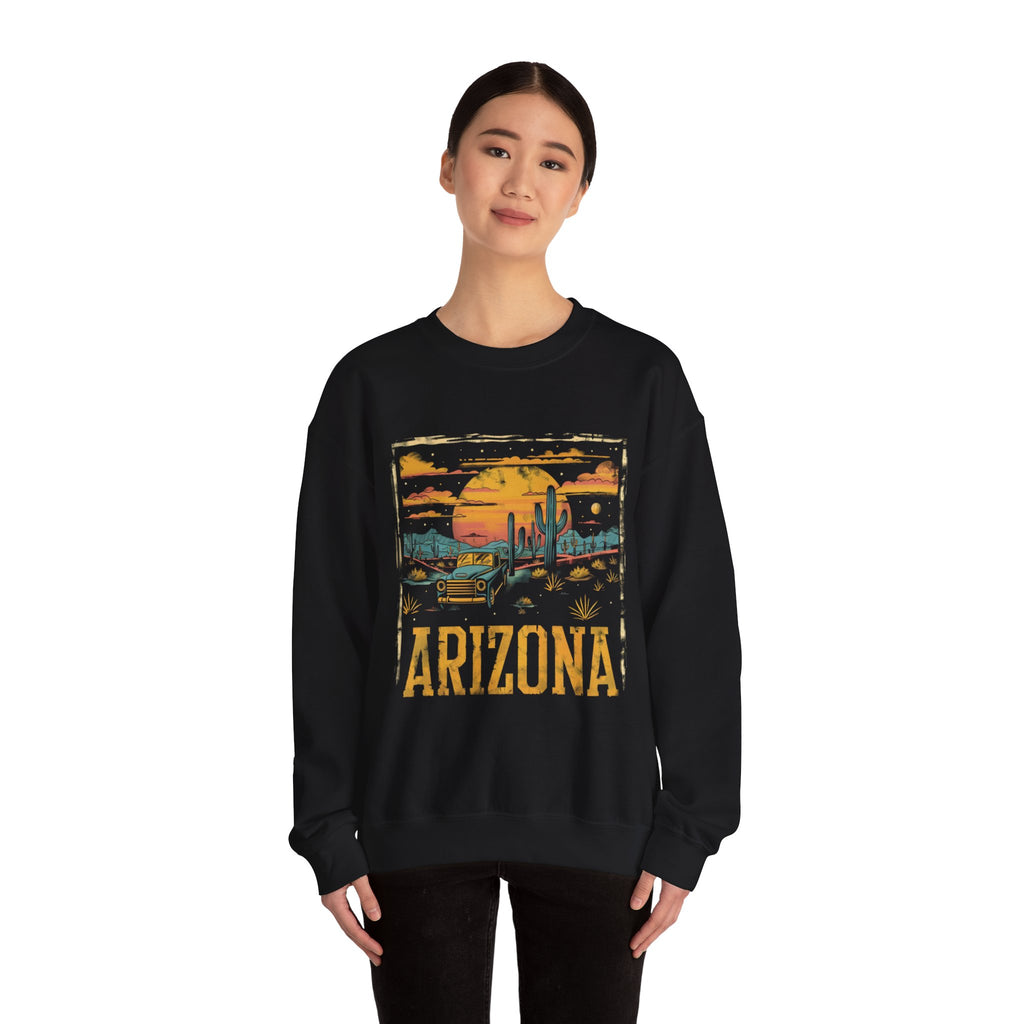 Arizona Desert Sunset Sweatshirt | Retro Cactus Landscape