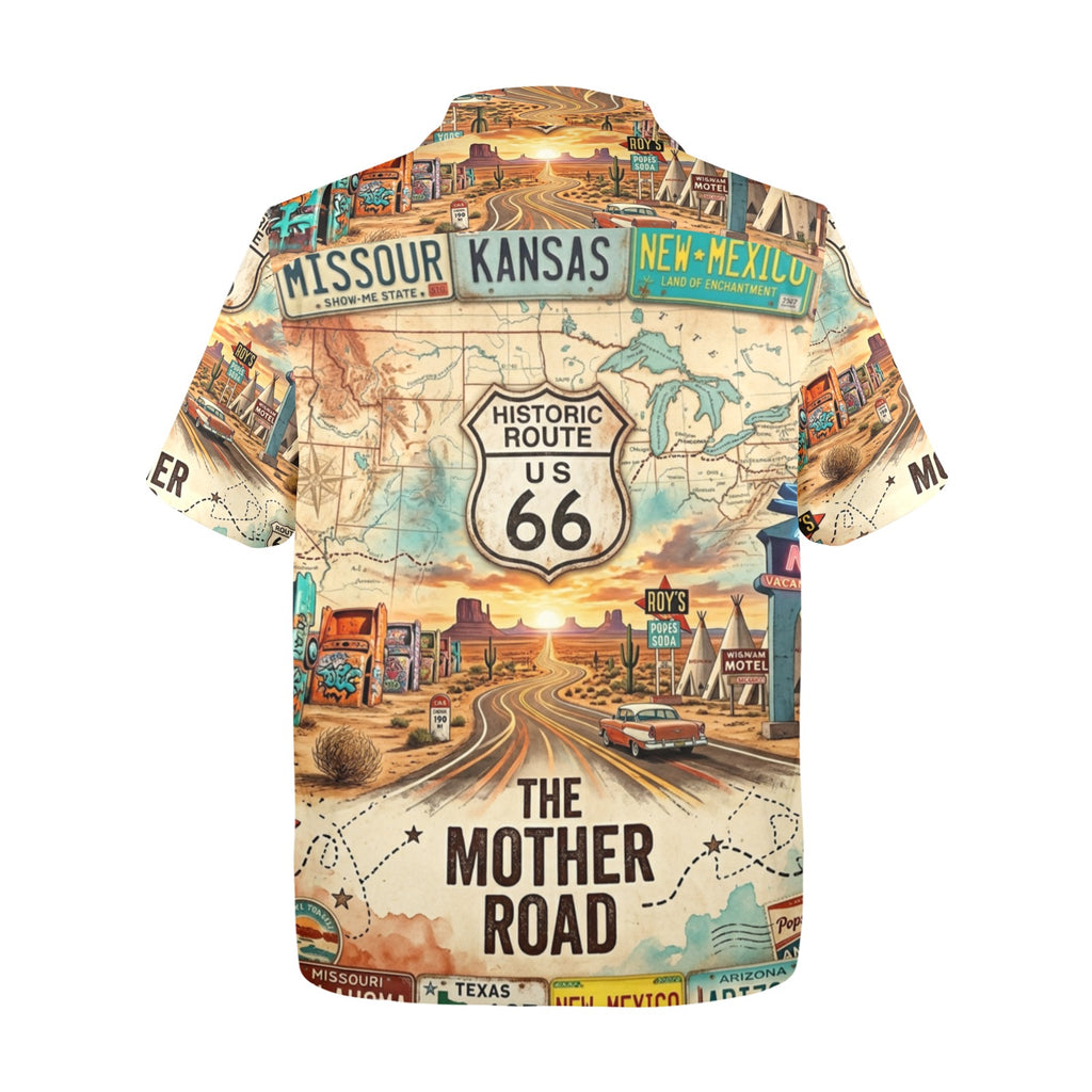 Route 66 All States Men's All Over Print Hawaiian Shirt Made In USA