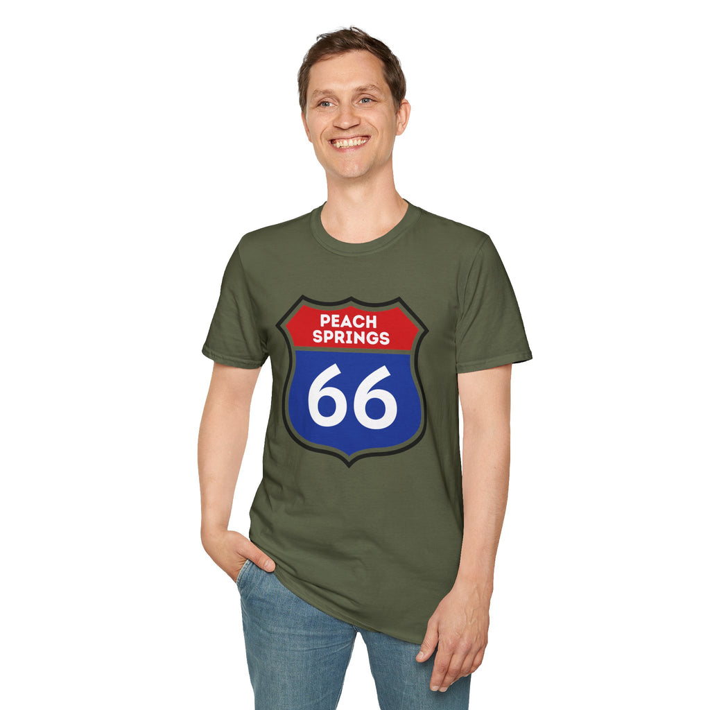 Peach Springs 66 Shield T-Shirt | Route 66 Road Sign Shirt