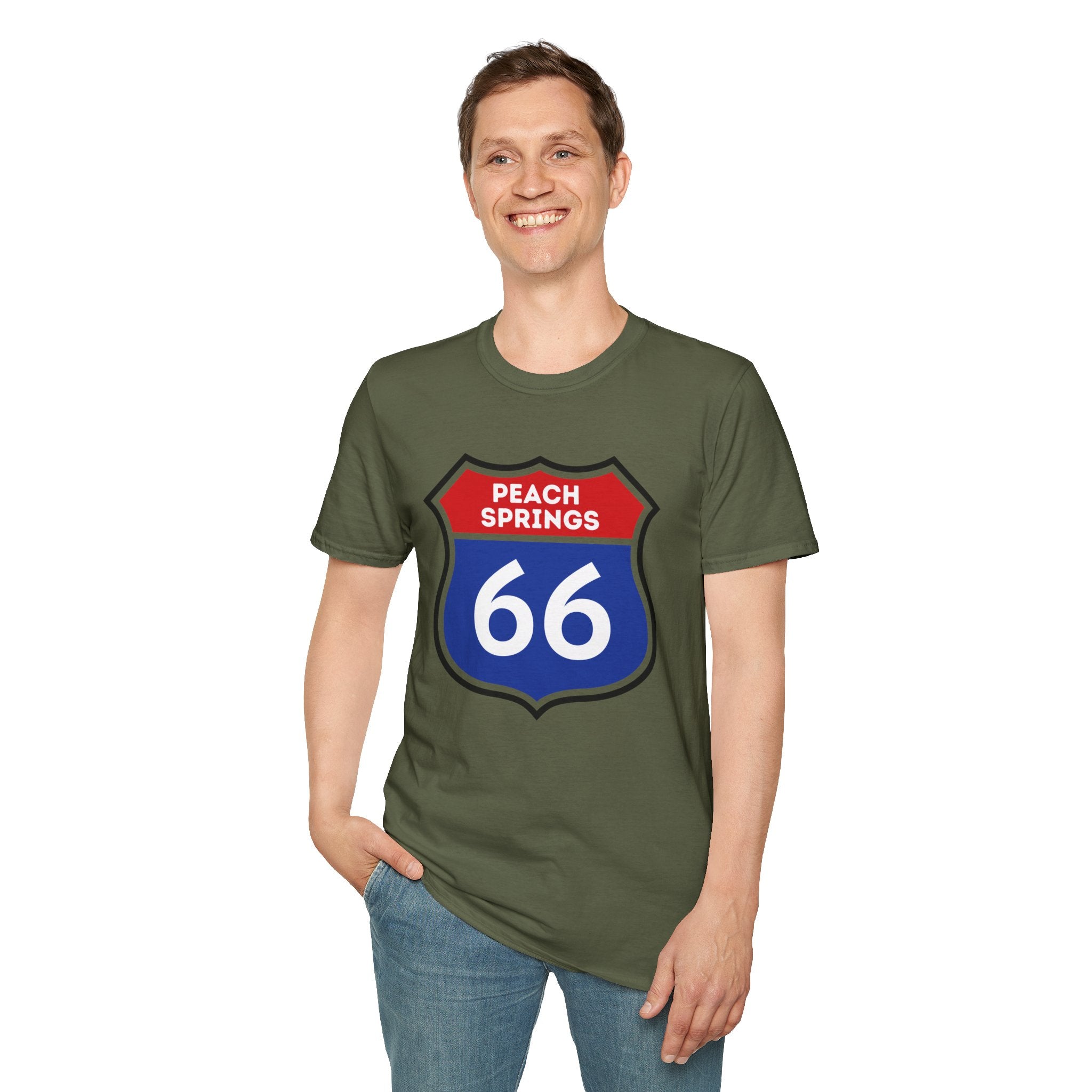 Peach Springs 66 Shield T-Shirt | Route 66 Road Sign Shirt