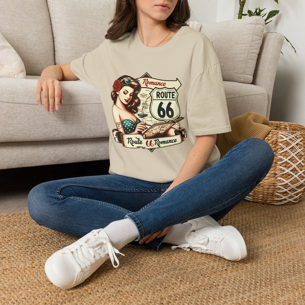 Pinup Girl Route 66 T-Shirt | Vintage Roadtrip Retro Sign