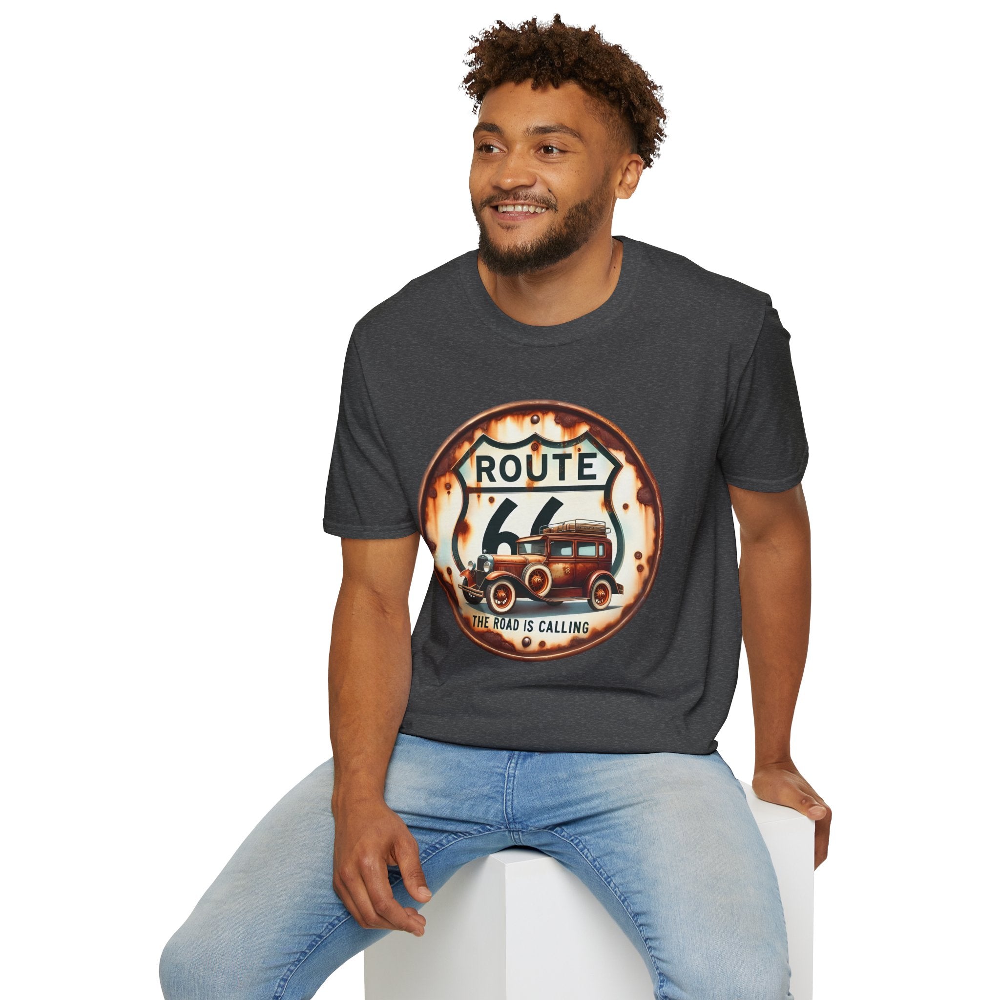 Route 66 Vintage Woody Wagon T-Shirt | The Road Is Calling, Retro Roadtrip Tee