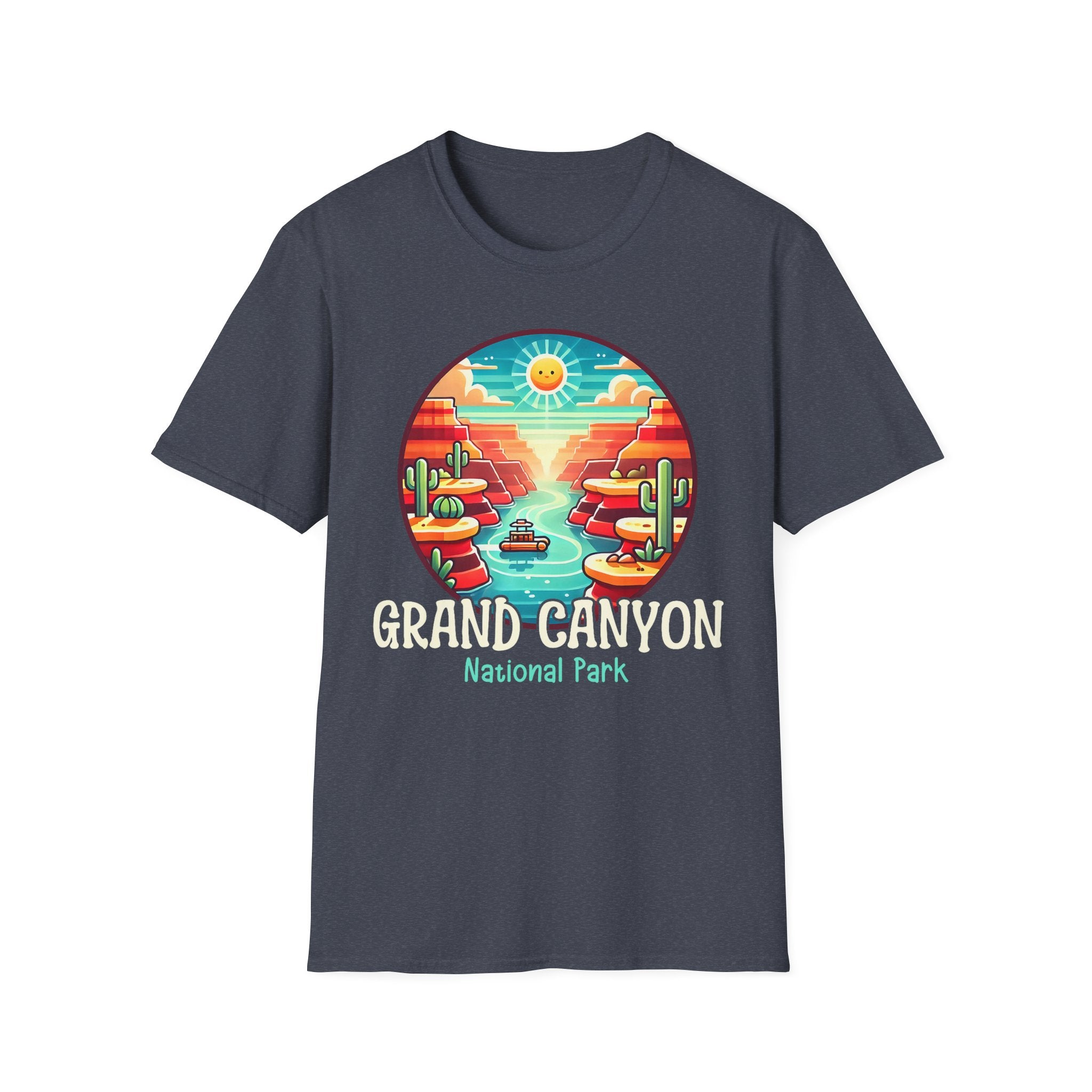 Grand Canyon National Park Retro Sunset T-Shirt | Canyon River Illustration