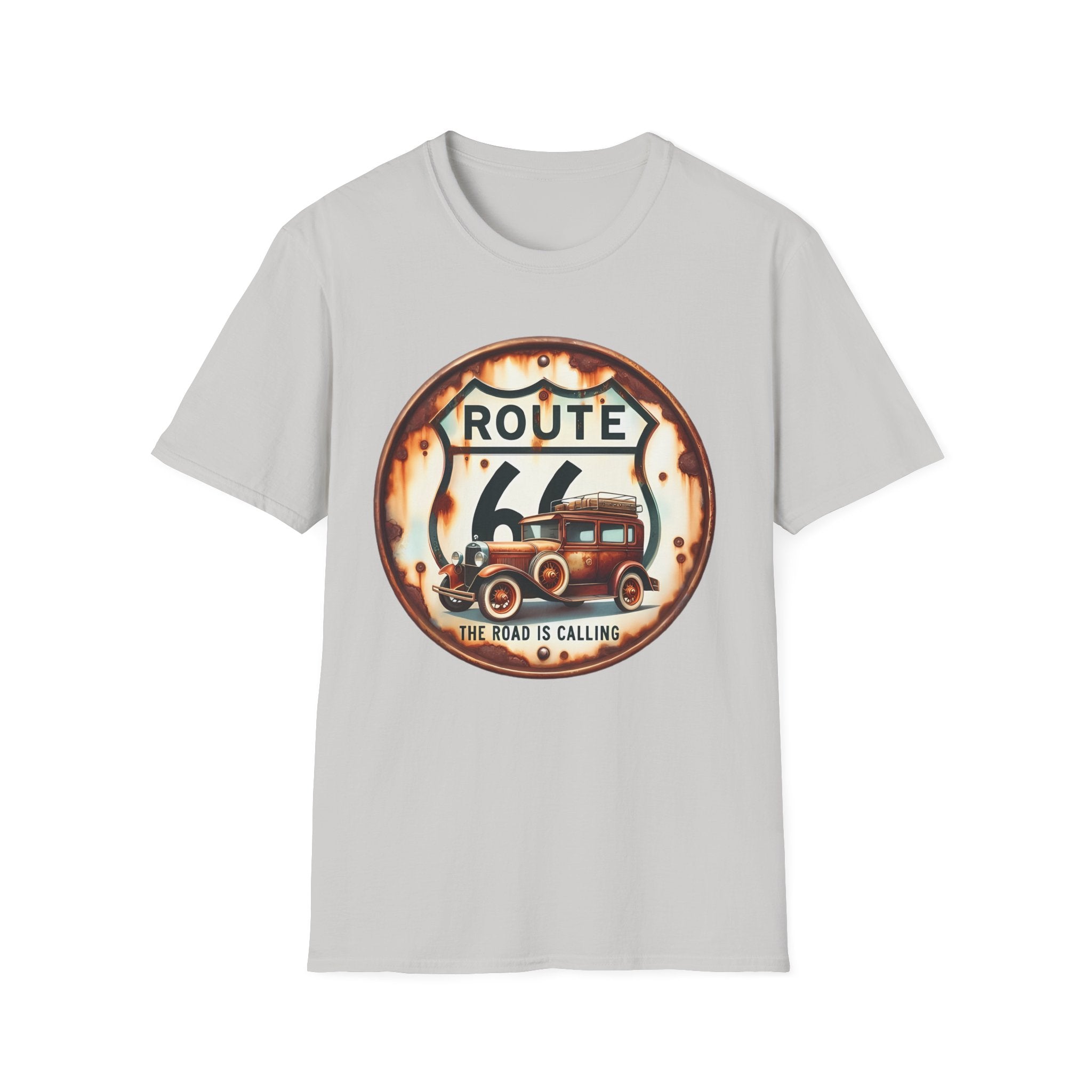 Route 66 Vintage Woody Wagon T-Shirt | The Road Is Calling, Retro Roadtrip Tee
