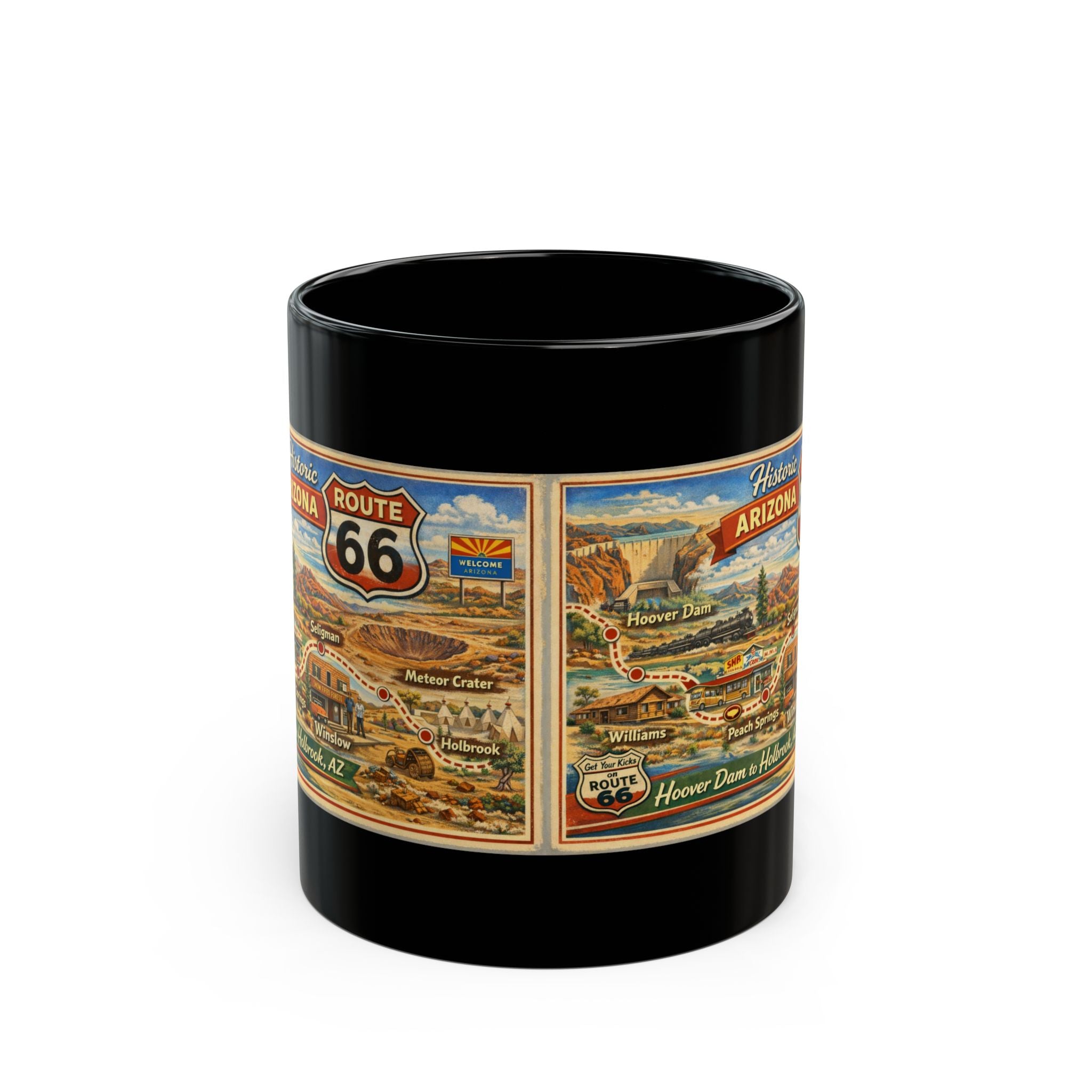 Historic Route 66 Arizona map Mug | Black ceramic road trip souvenir