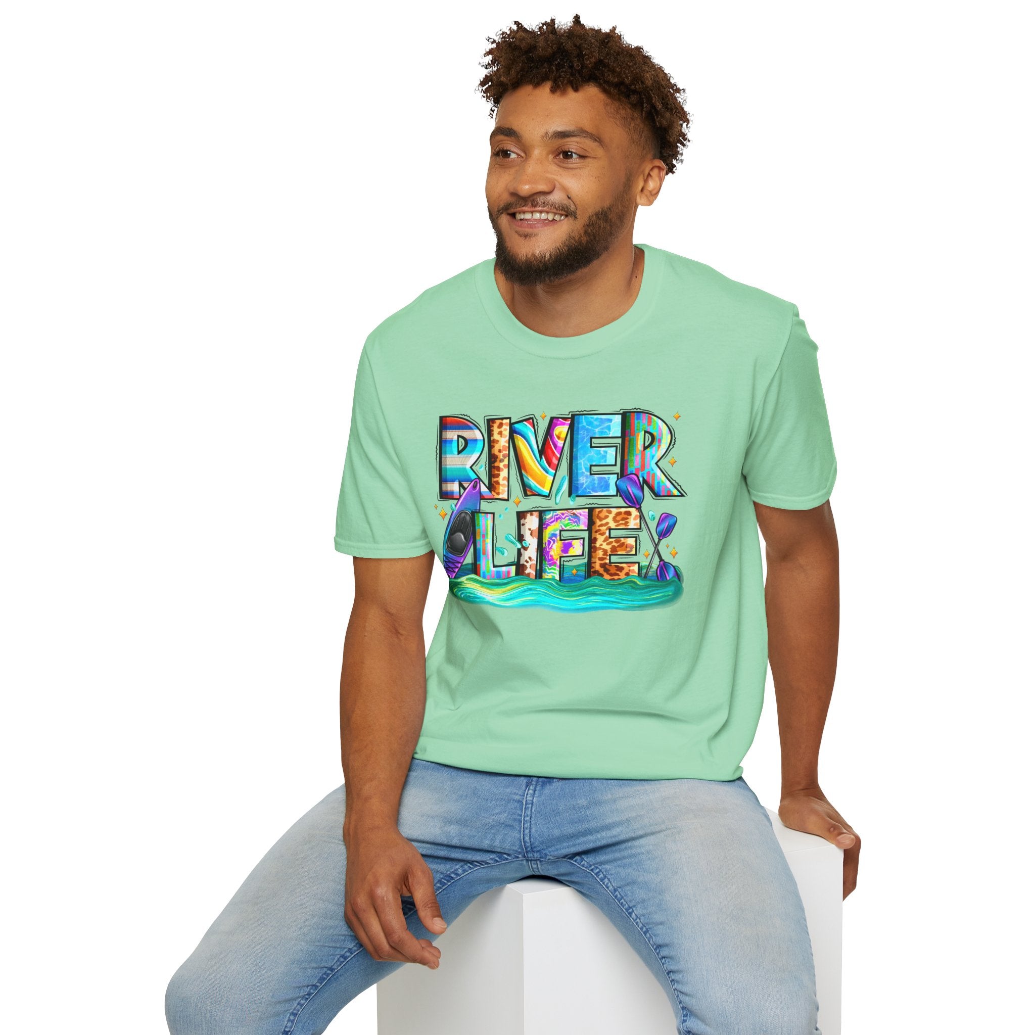 River Life T-Shirt | Colorful Fishing Scenic Graphic