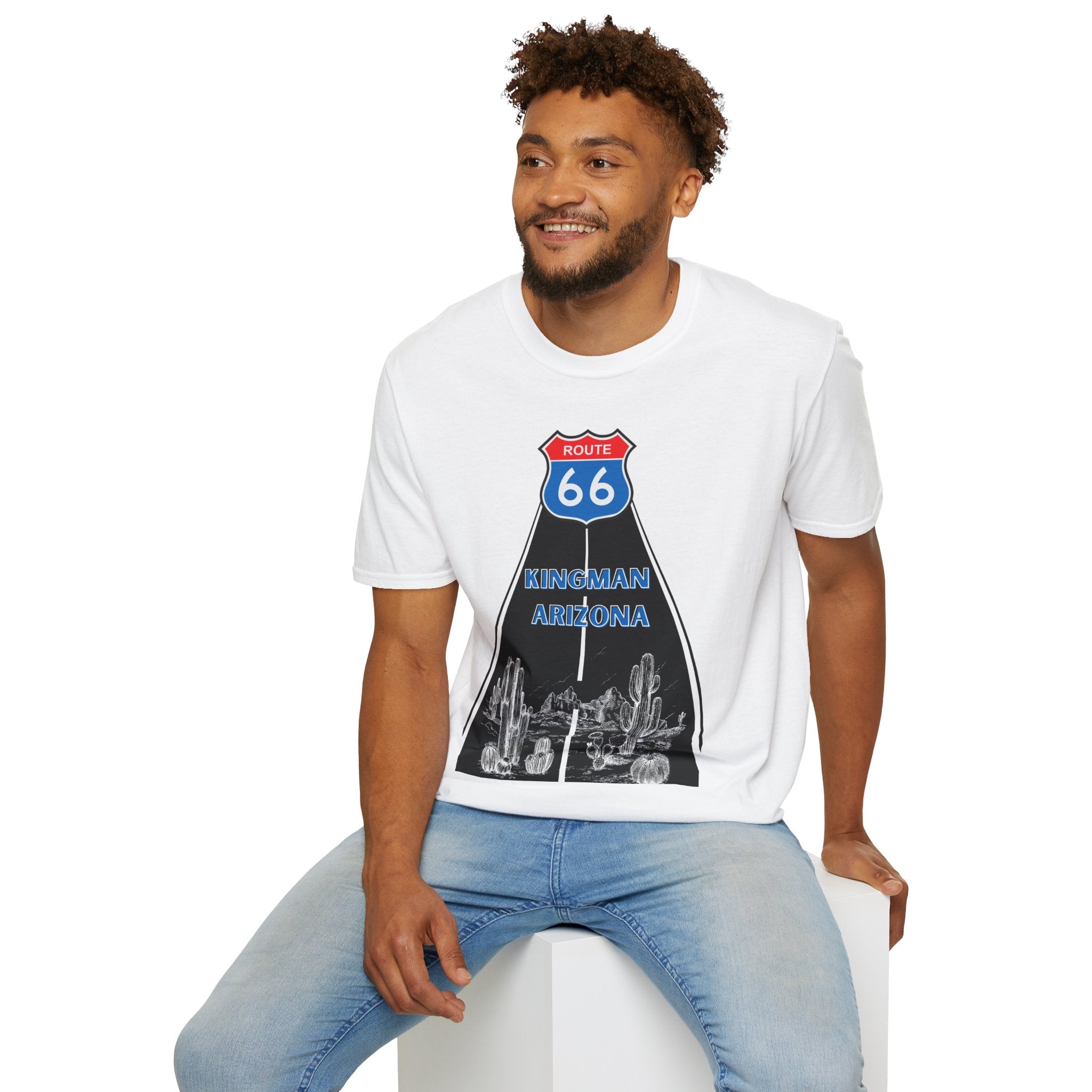 Route 66 Kingman Arizona Mens Womans Softstyle T-Shirt, Vintage Road Trip Shirt, Retro Travel Tee, Men's Women's Graphic Top, Gift for Travelers
