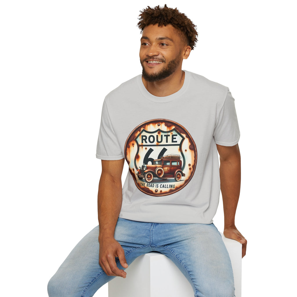 Route 66 Vintage Woody Wagon T-Shirt | The Road Is Calling, Retro Roadtrip Tee