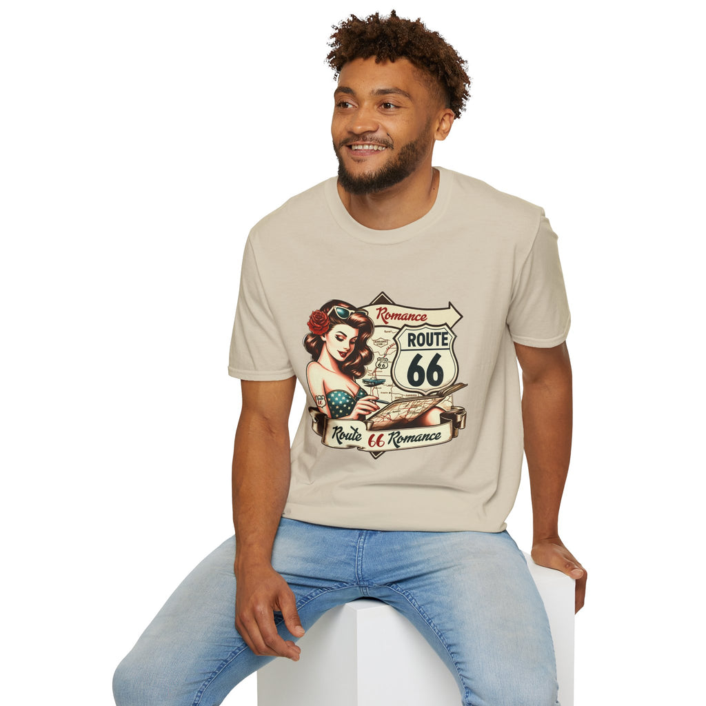 Pinup Girl Route 66 T-Shirt | Vintage Roadtrip Retro Sign