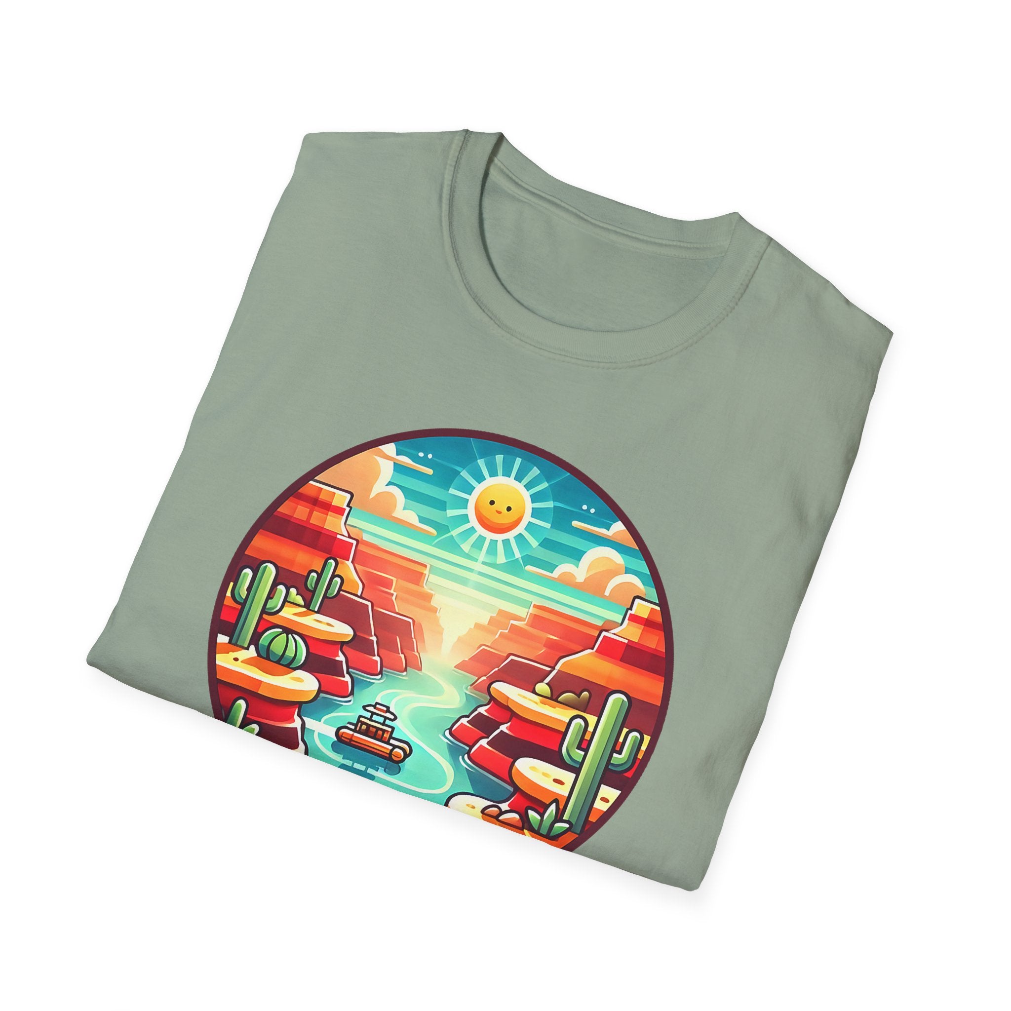 Grand Canyon National Park Retro Sunset T-Shirt | Canyon River Illustration
