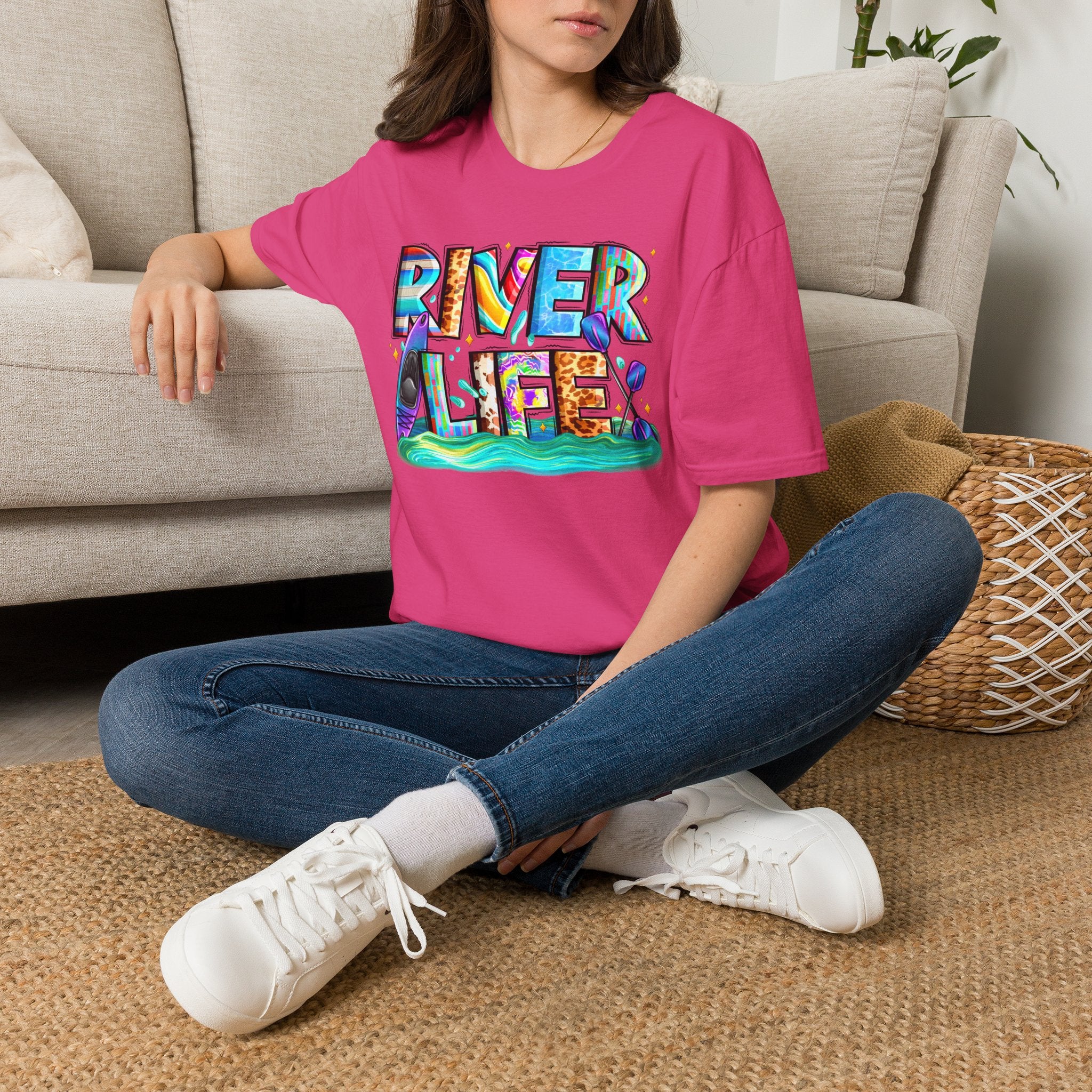 River Life T-Shirt | Colorful Fishing Scenic Graphic