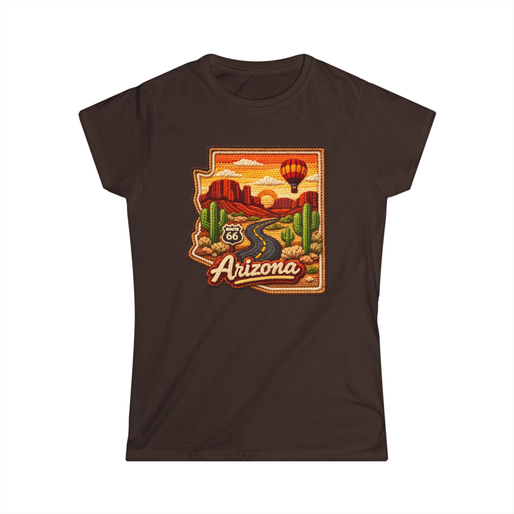 Arizona Route 66 Desert Sunset Womans Tee | Hot Air Balloon, Cactus Roadtrip