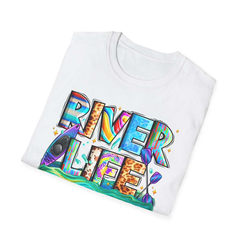 River Life T-Shirt | Colorful Fishing Scenic Graphic
