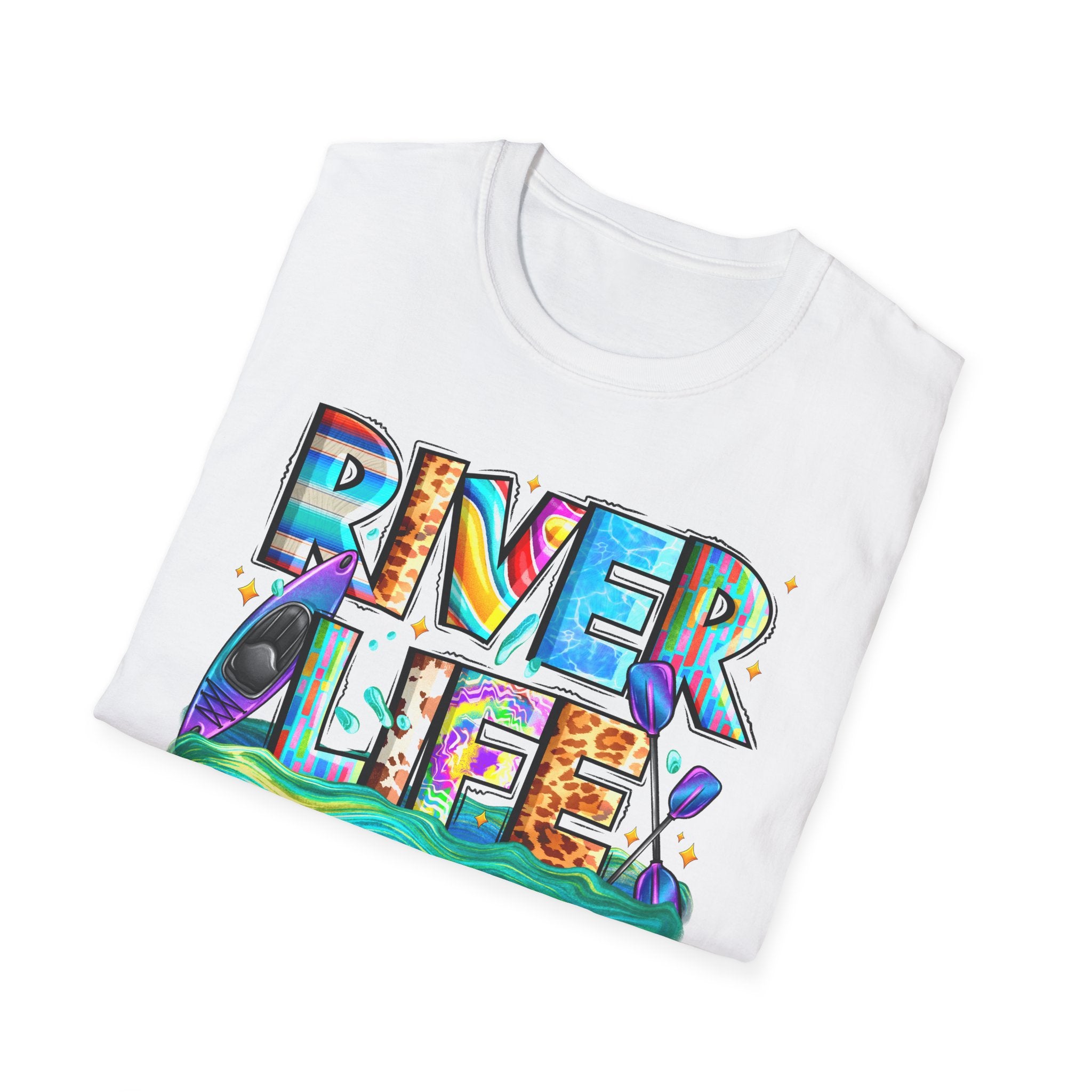 River Life T-Shirt | Colorful Fishing Scenic Graphic