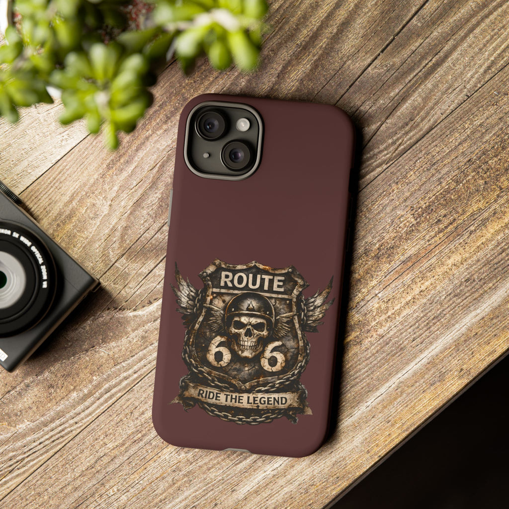 Route 66 Skull Helmet phone case | Motorcycle emblem, Ride the Legend