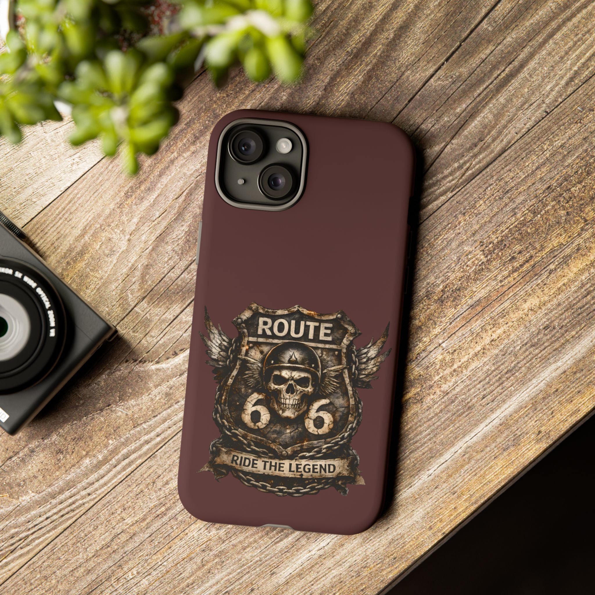 Route 66 Skull Helmet phone case | Motorcycle emblem, Ride the Legend
