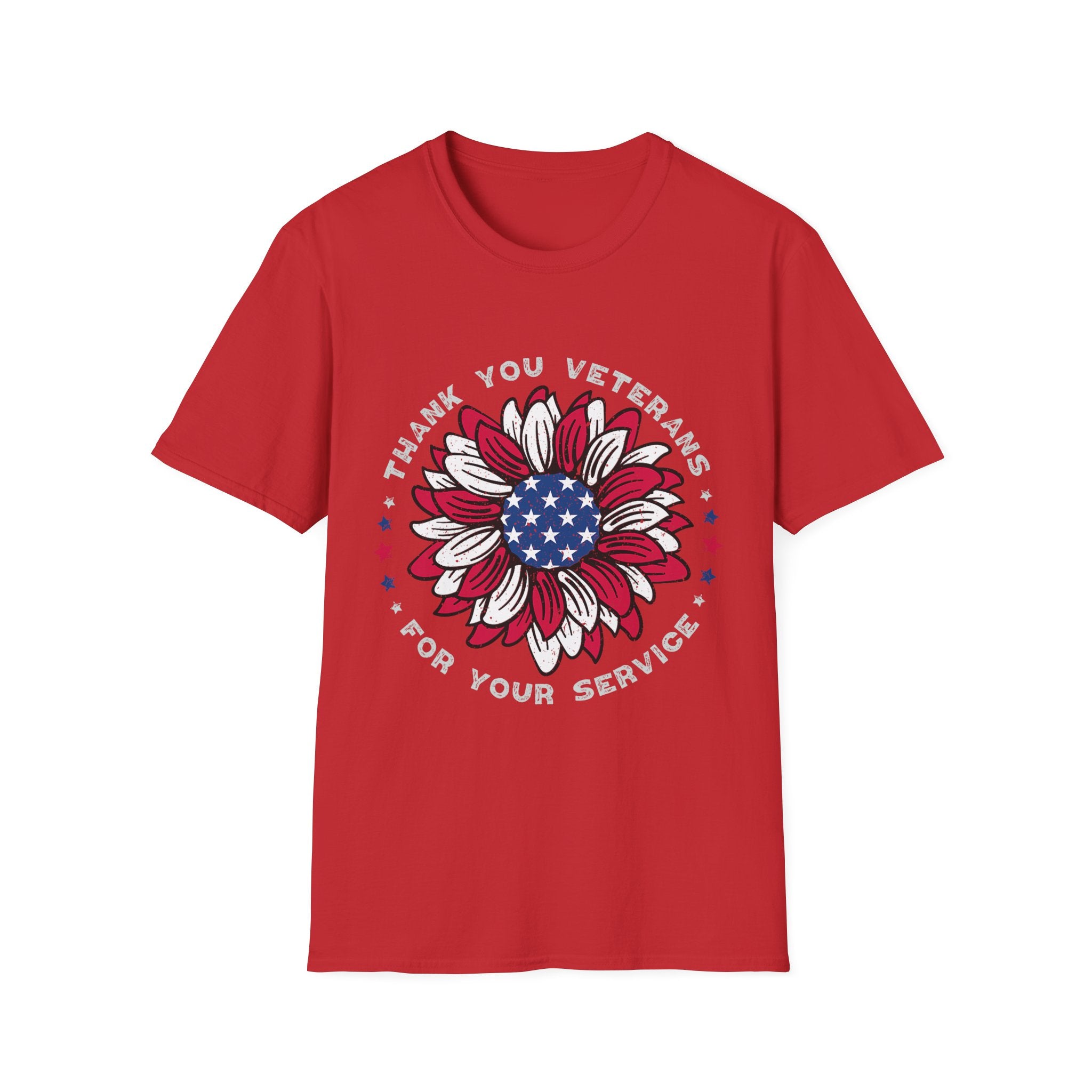 American Flag Sunflower Thank You Veterans T-Shirt | Patriotic Memorial Day Tee