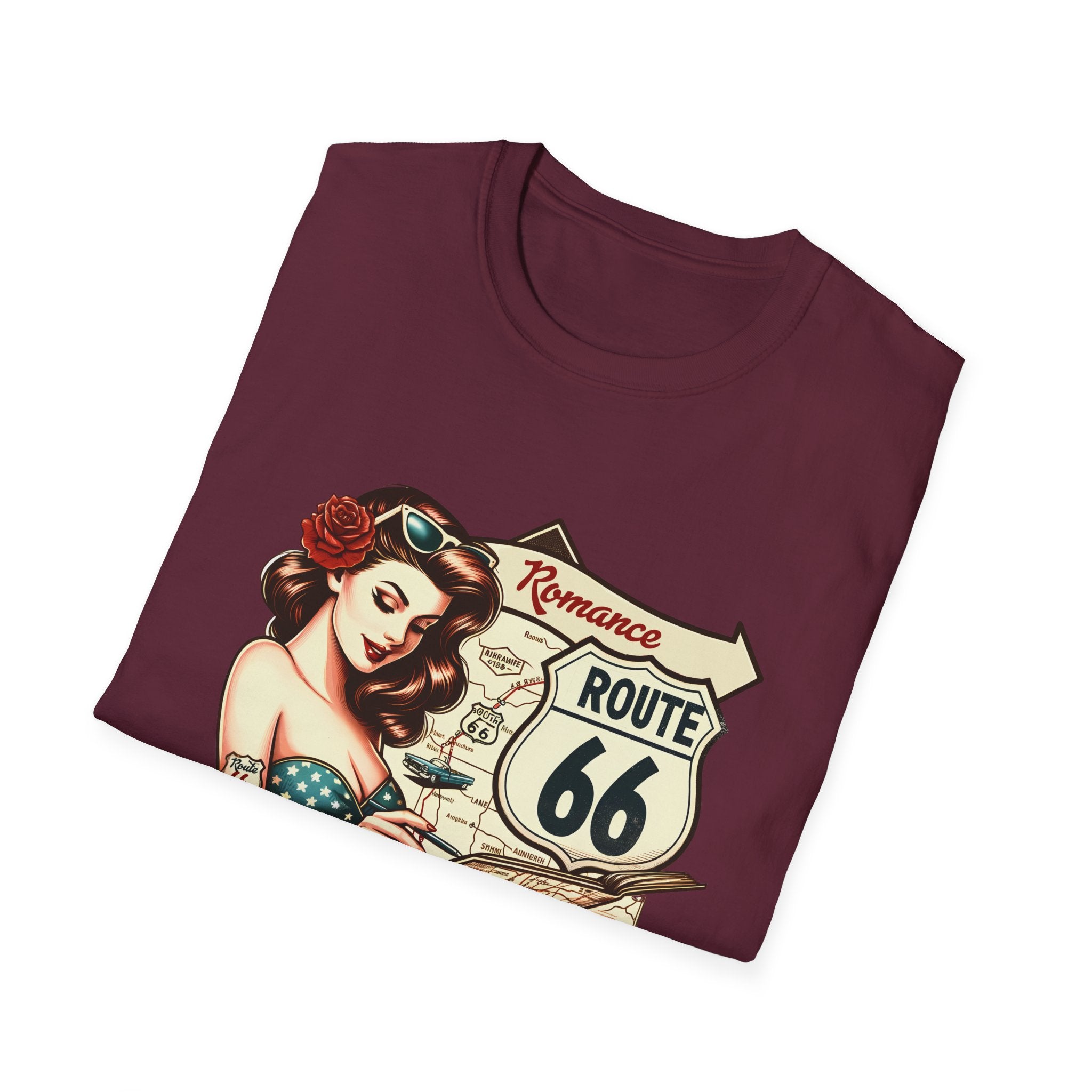 Pinup Girl Route 66 T-Shirt | Vintage Roadtrip Retro Sign
