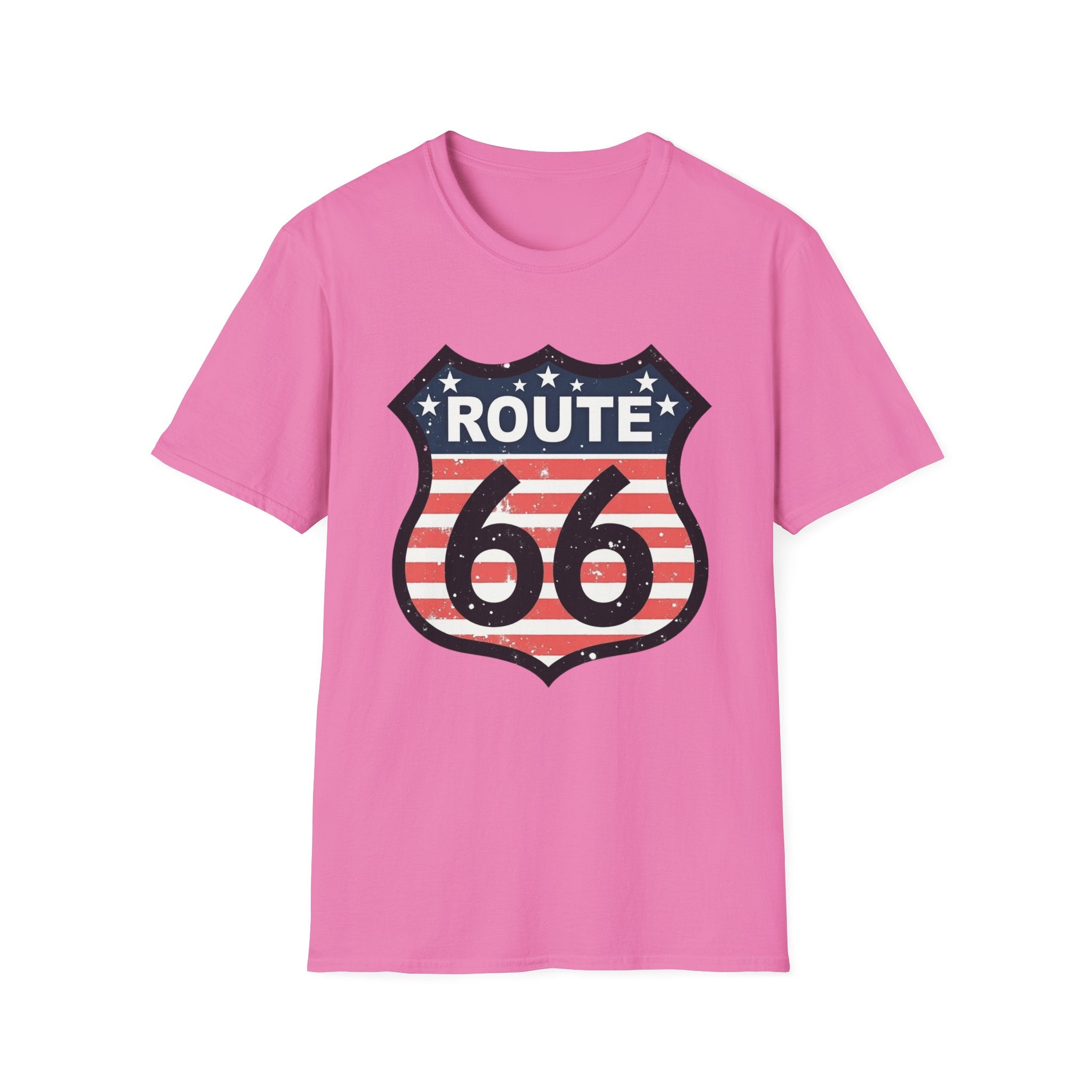 Route 66 Shield T-Shirt | American Flag Vintage Road Sign