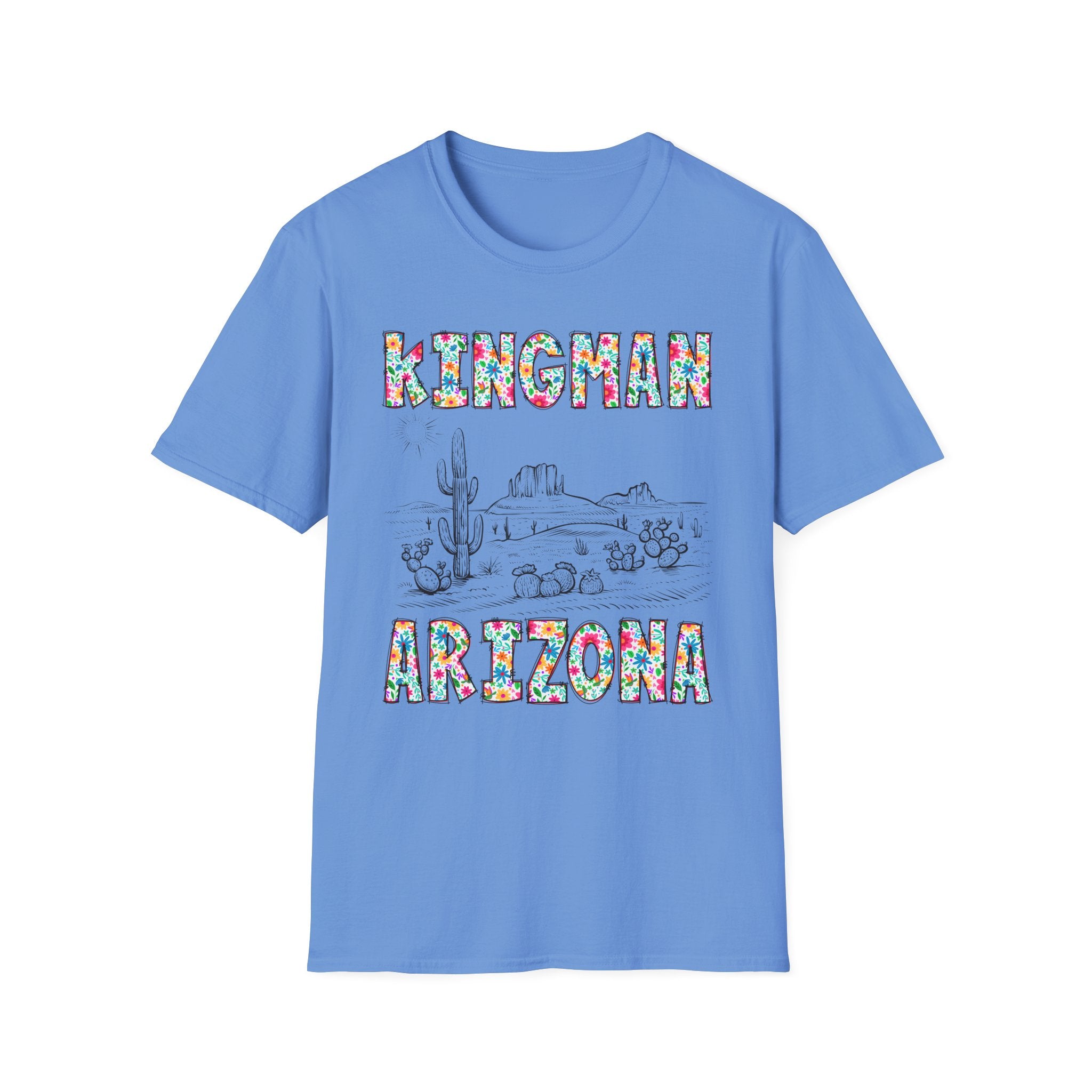 Kingman Arizona Colorful Mens Womans Unisex T-Shirt, Casual Wear, Travel Souvenir, Gift for Nature Lovers, Vacation Tee
