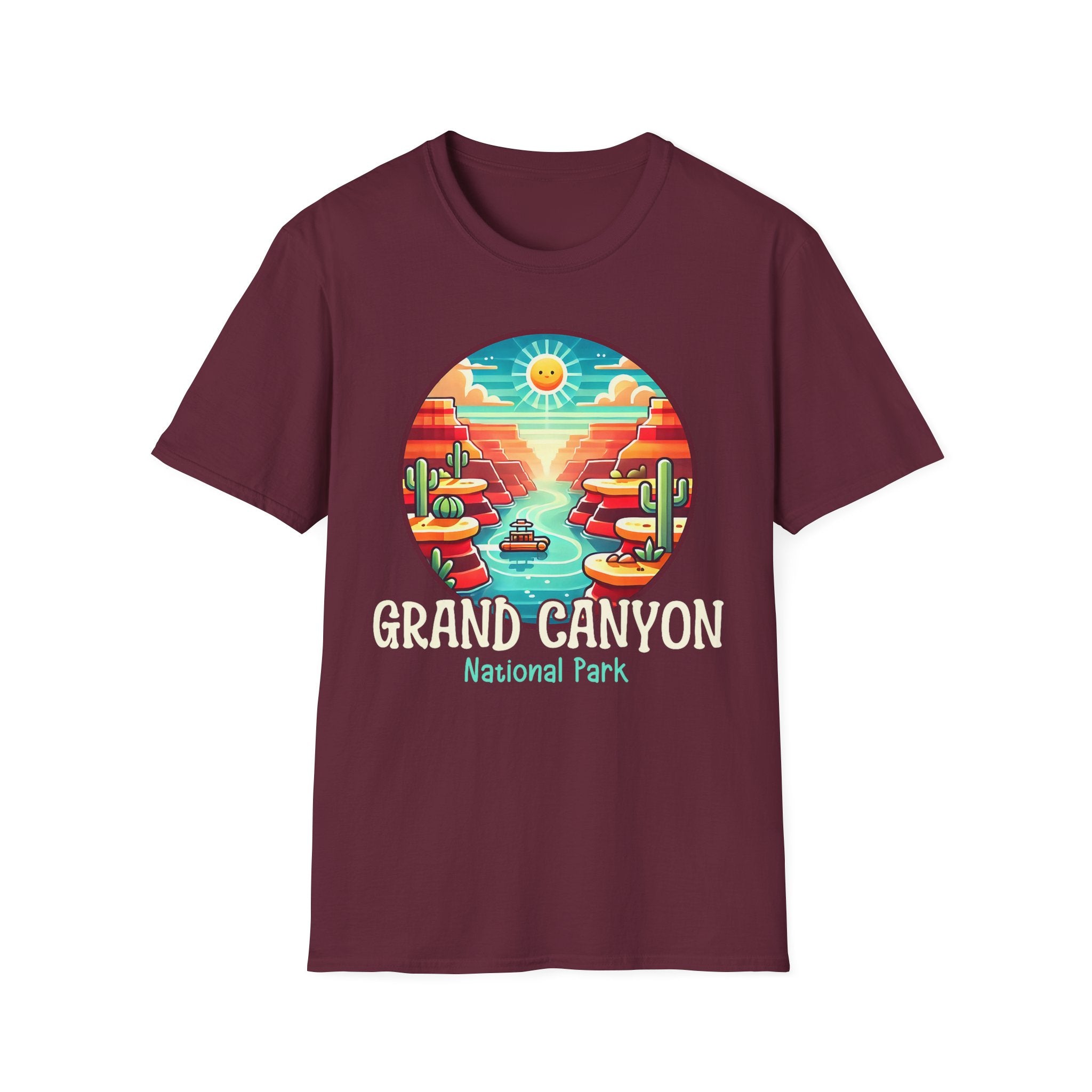 Grand Canyon National Park Retro Sunset T-Shirt | Canyon River Illustration