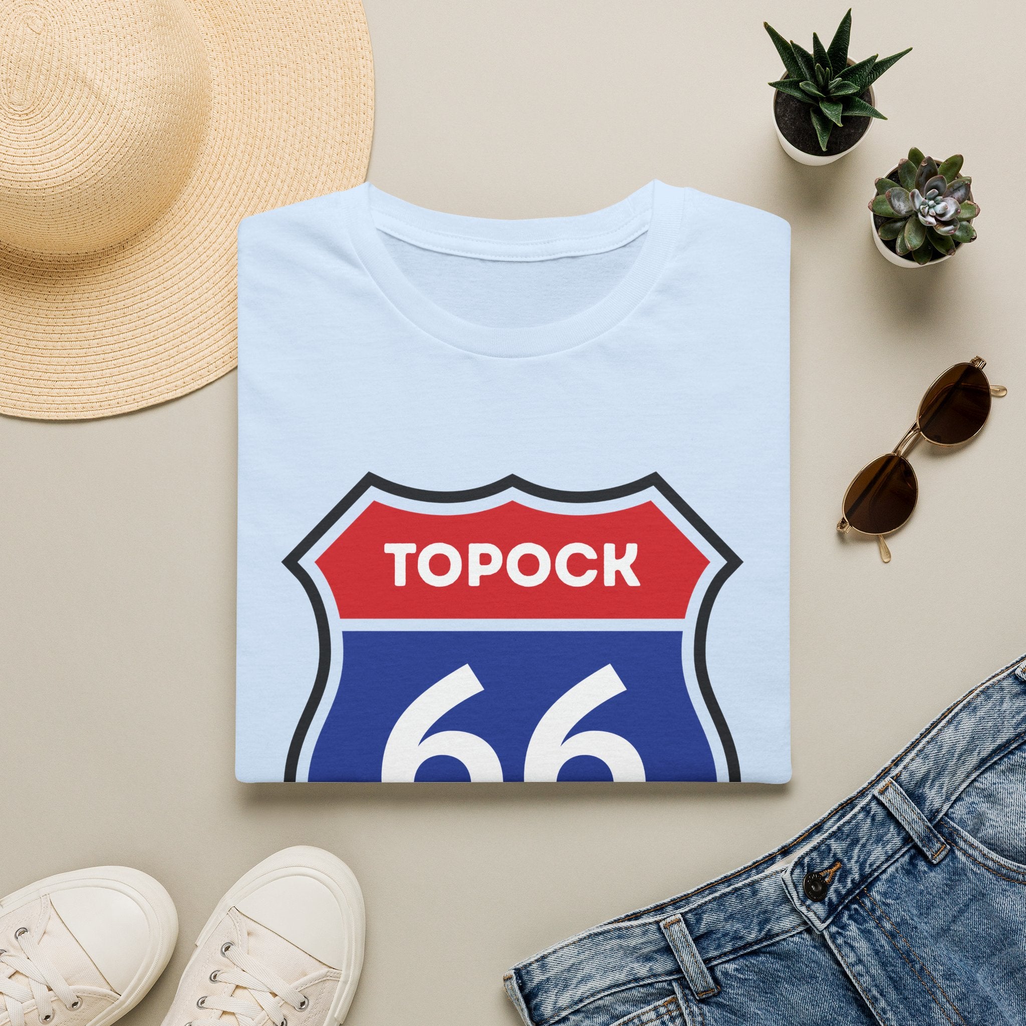 Topock 66 Shield Road Sign T-Shirt | Route 66 Arizona Travel Tee