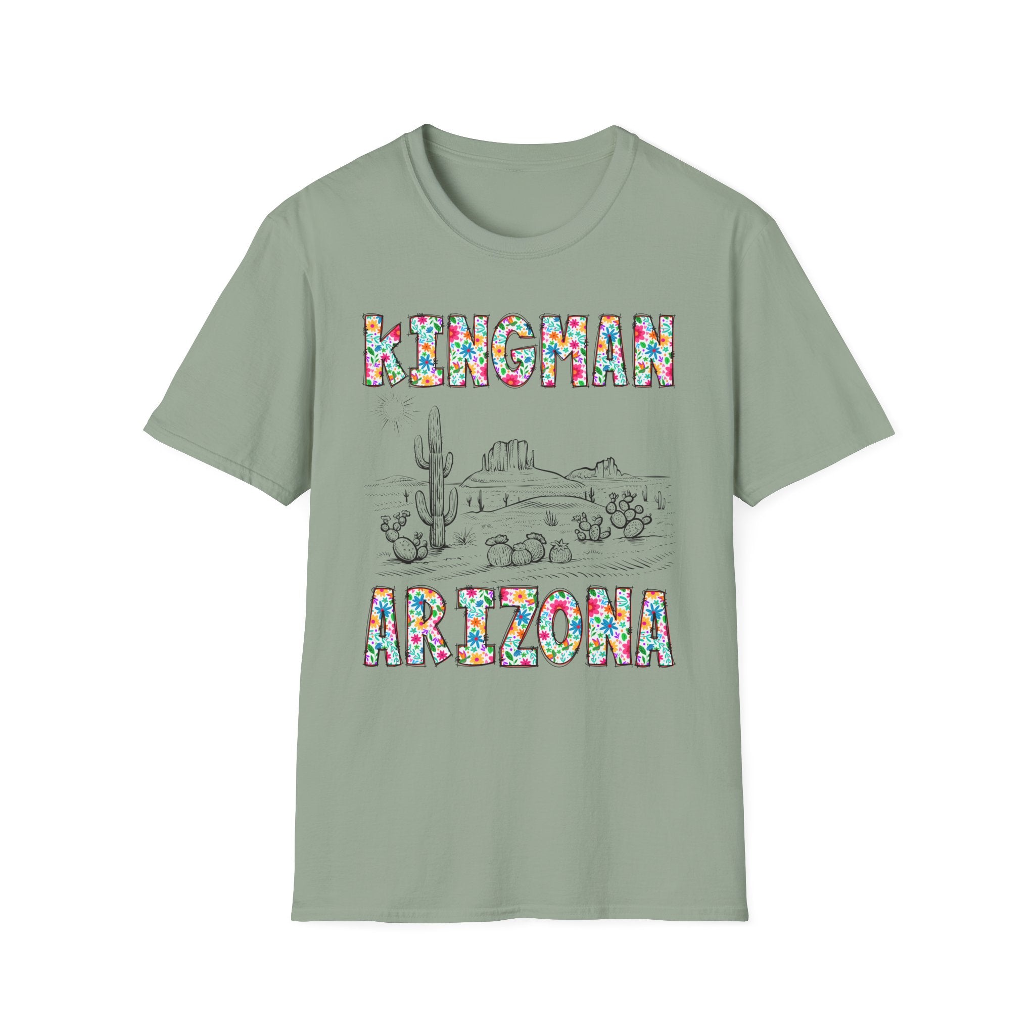 Kingman Arizona Colorful Mens Womans Unisex T-Shirt, Casual Wear, Travel Souvenir, Gift for Nature Lovers, Vacation Tee
