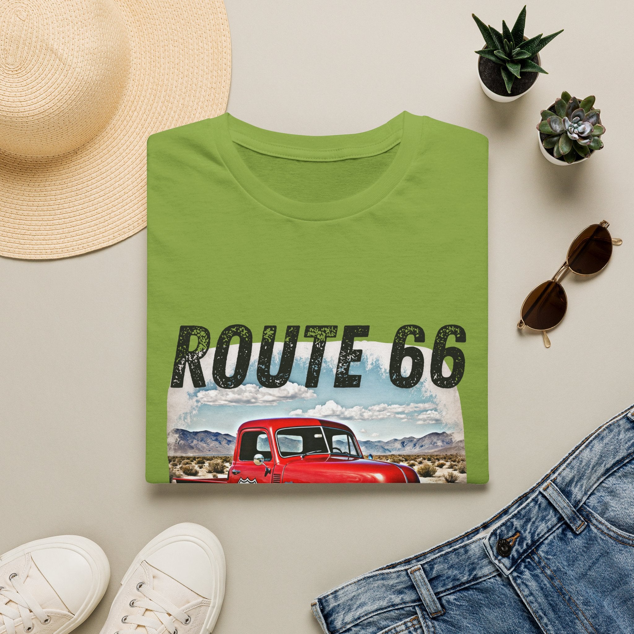 Route 66 Red Vintage Truck T-Shirt | Retro Highway Graphic