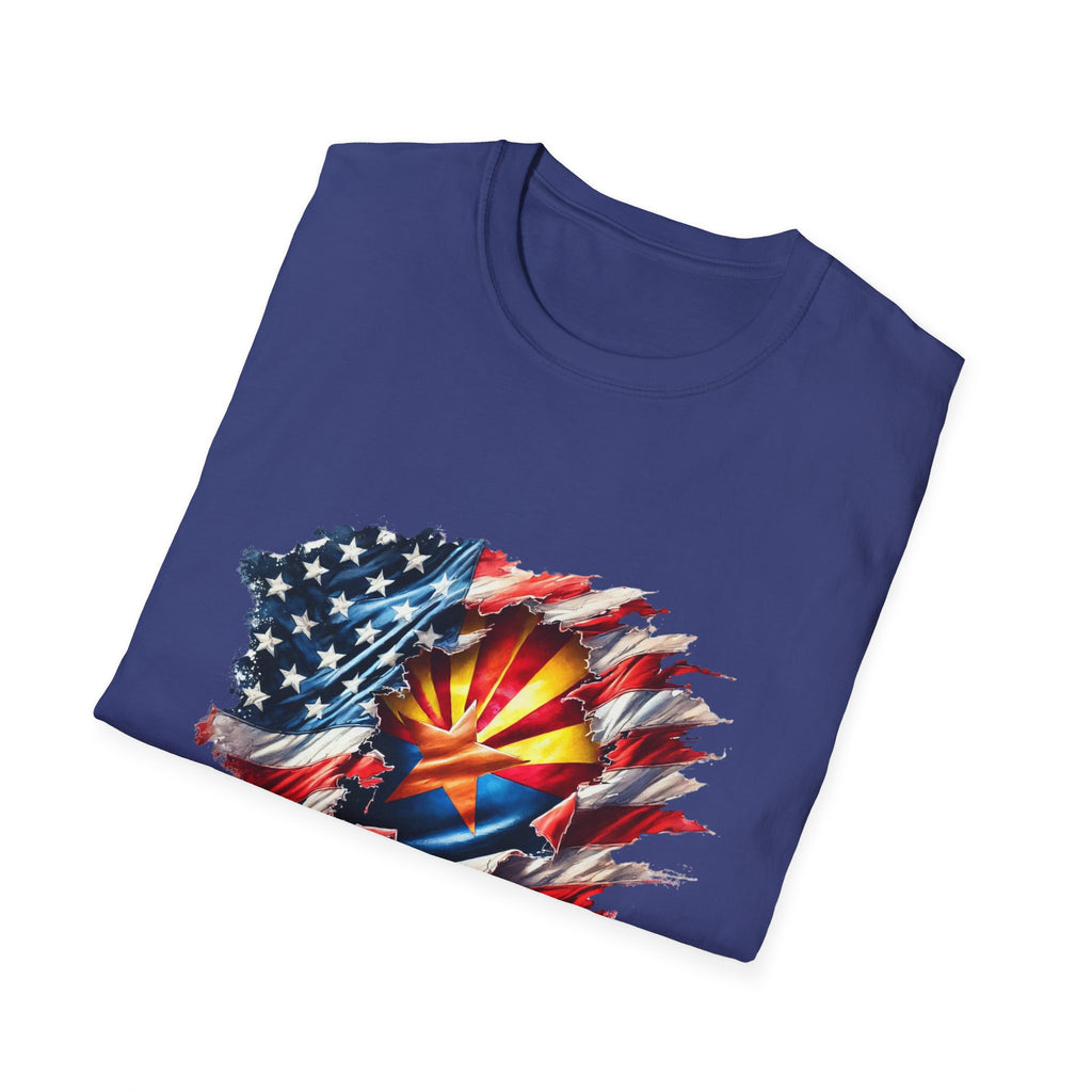 Arizona Flag Ripped Effect T-Shirt | USA Stars Stripes State Emblem