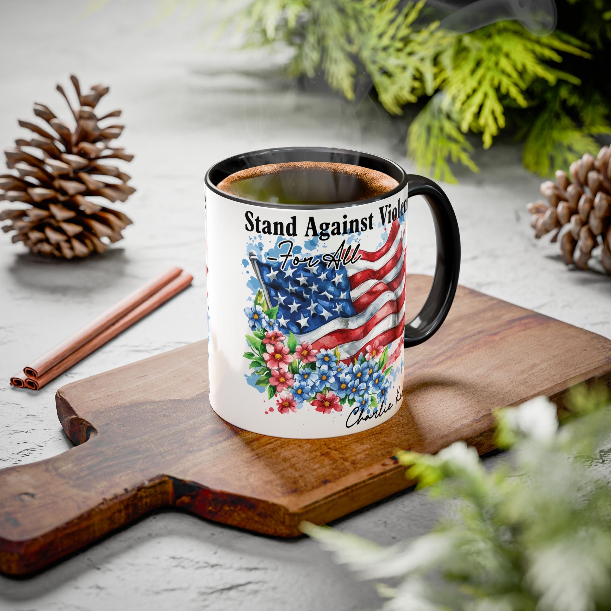 Charlie Kirk Patriotic Coffee Mugs for Inspiration, Stand Against Violence, Colorful Mugs, Gift for Activists, Tea Lovers, 4th of July